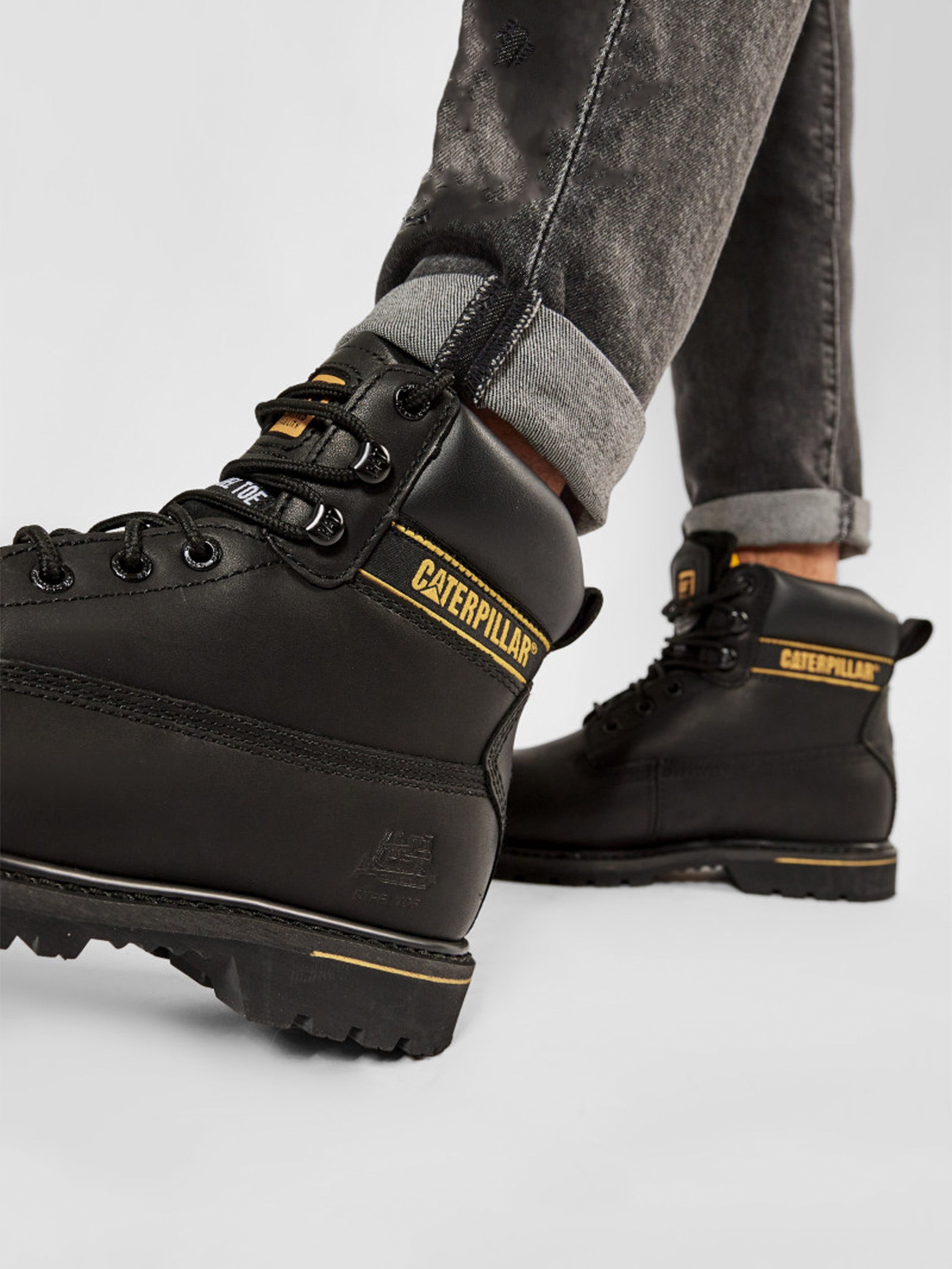 Caterpillar Men's Holton Steel Toe S3 HRO SRC Work Boot #color_Black