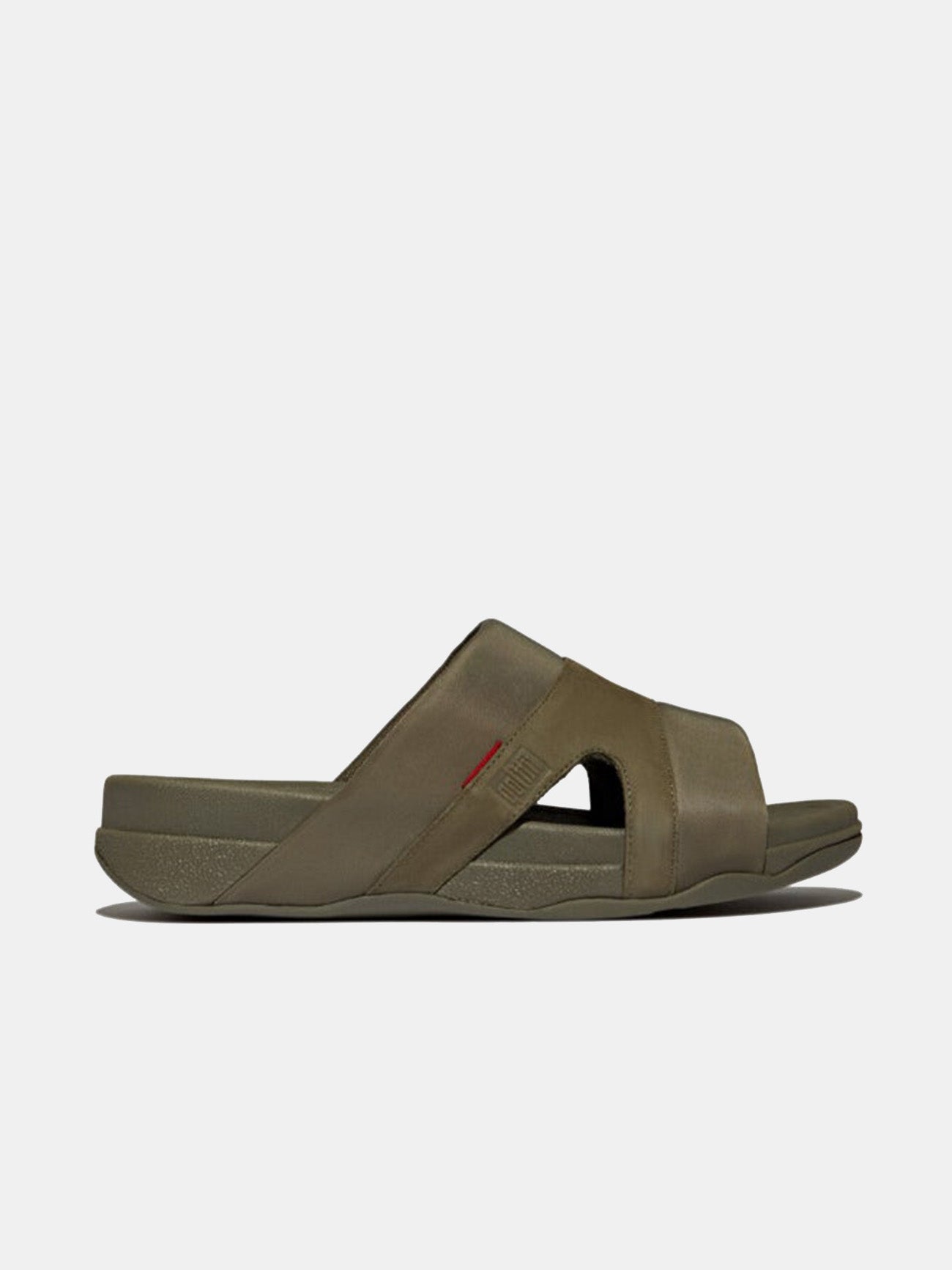 Fitflop Freeway III Men's Leather-Mix Slides #color_Olive