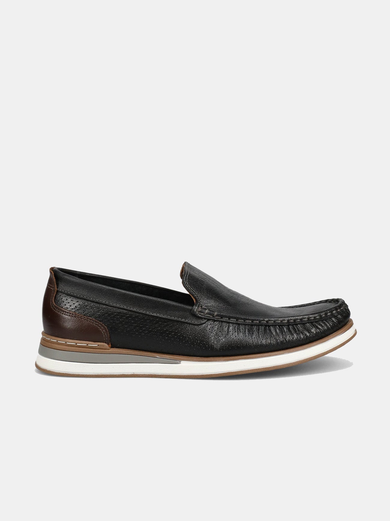 Democrata Men's Denim Flow Moccasin Loafer Shoes #color_black