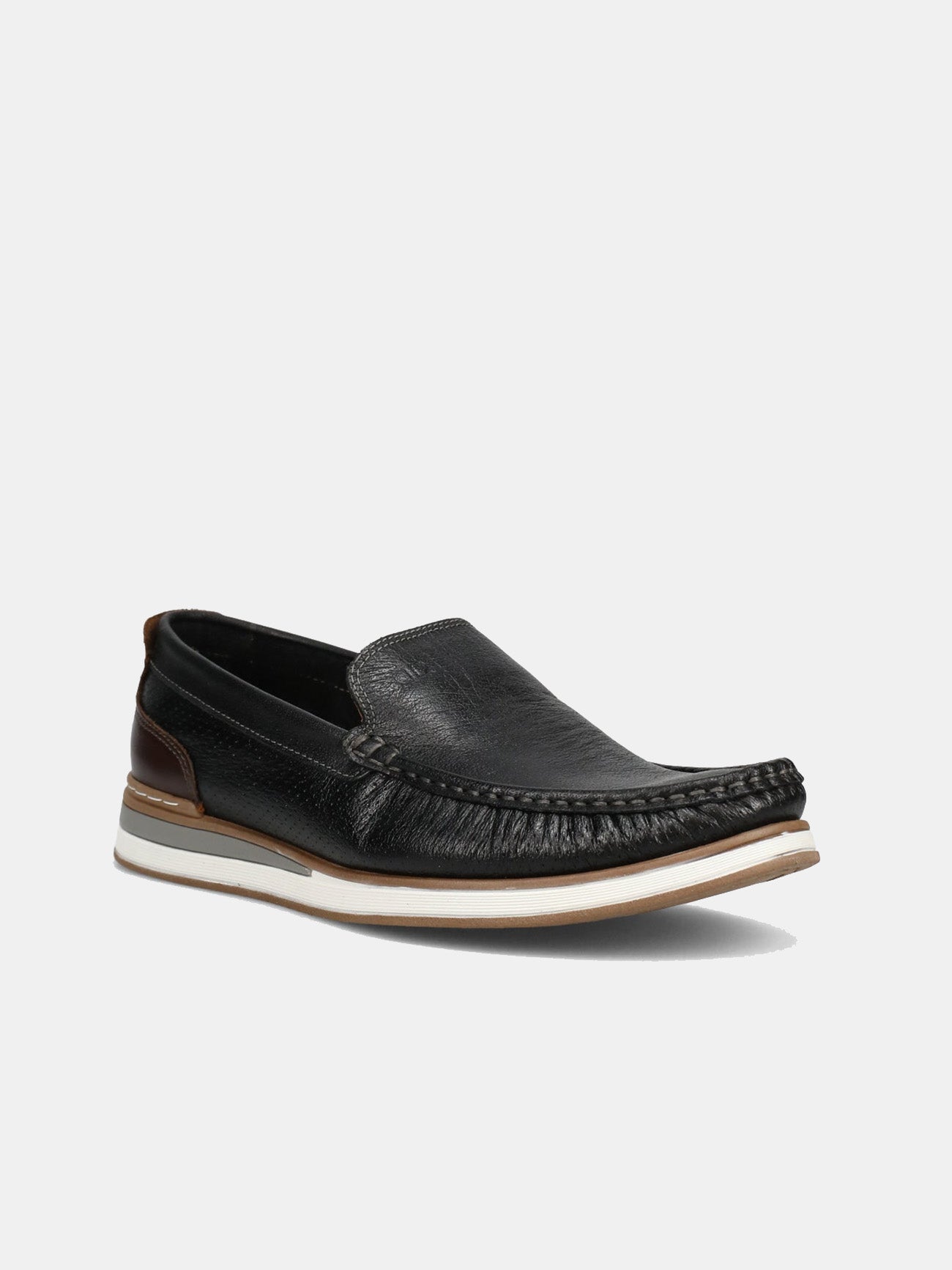 Democrata Men's Denim Flow Moccasin Loafer Shoes #color_black