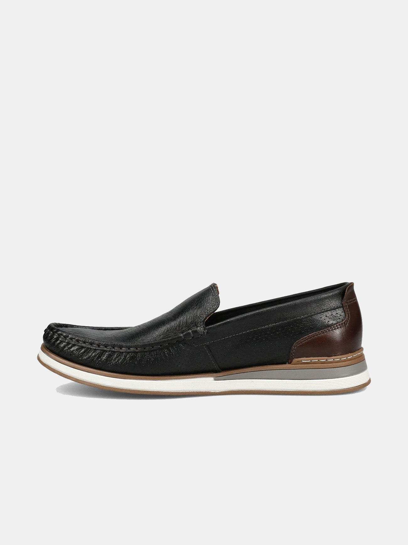 Democrata Men's Denim Flow Moccasin Loafer Shoes #color_black