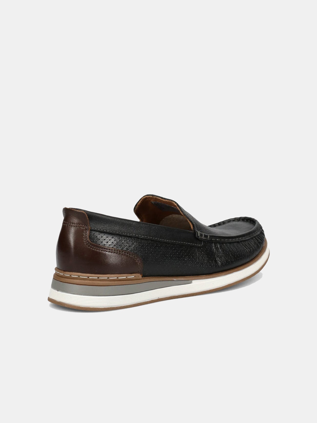 Democrata Men's Denim Flow Moccasin Loafer Shoes #color_black