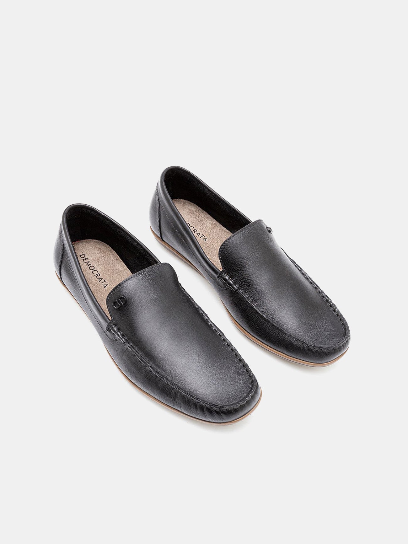 Democrata Men's Denim Moccasin Tag Shoes #color_Black