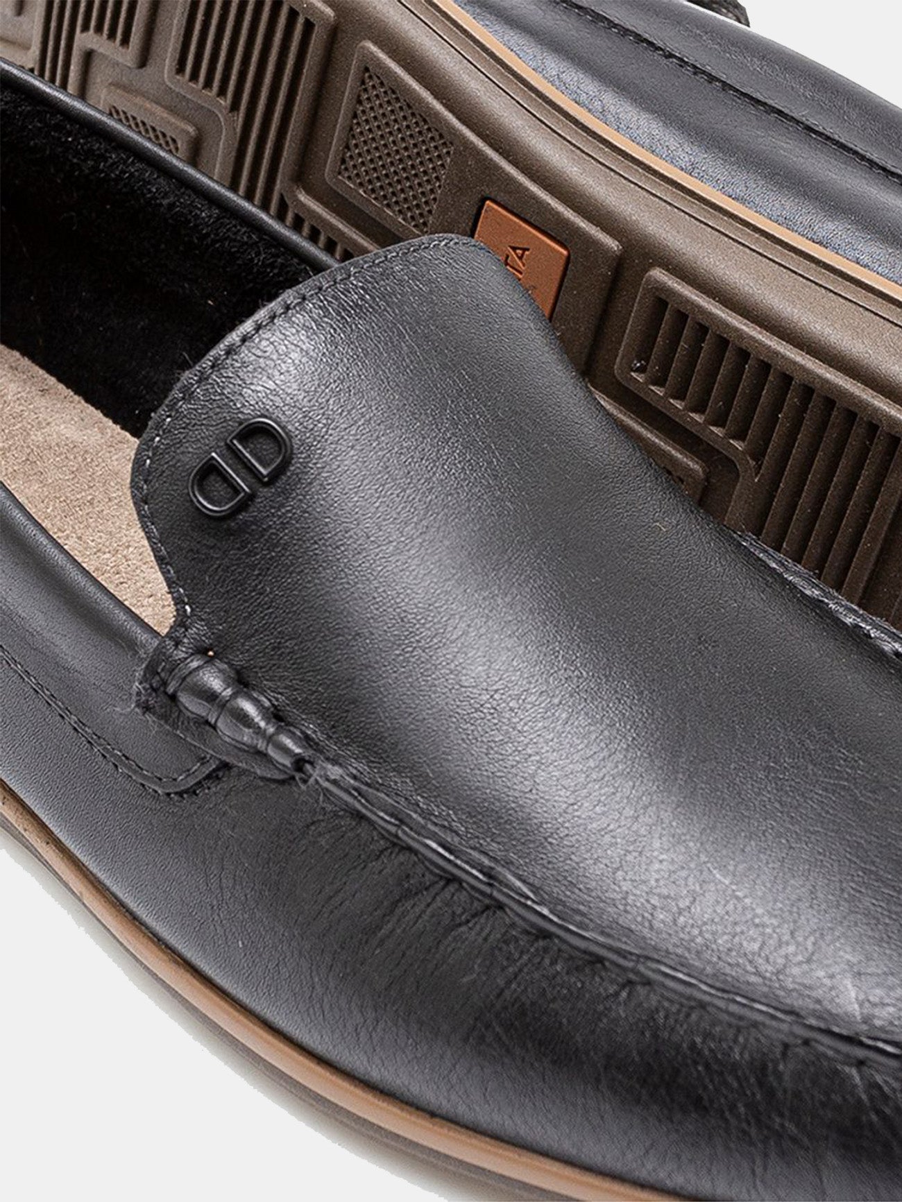 Democrata Men's Denim Moccasin Tag Shoes #color_Black