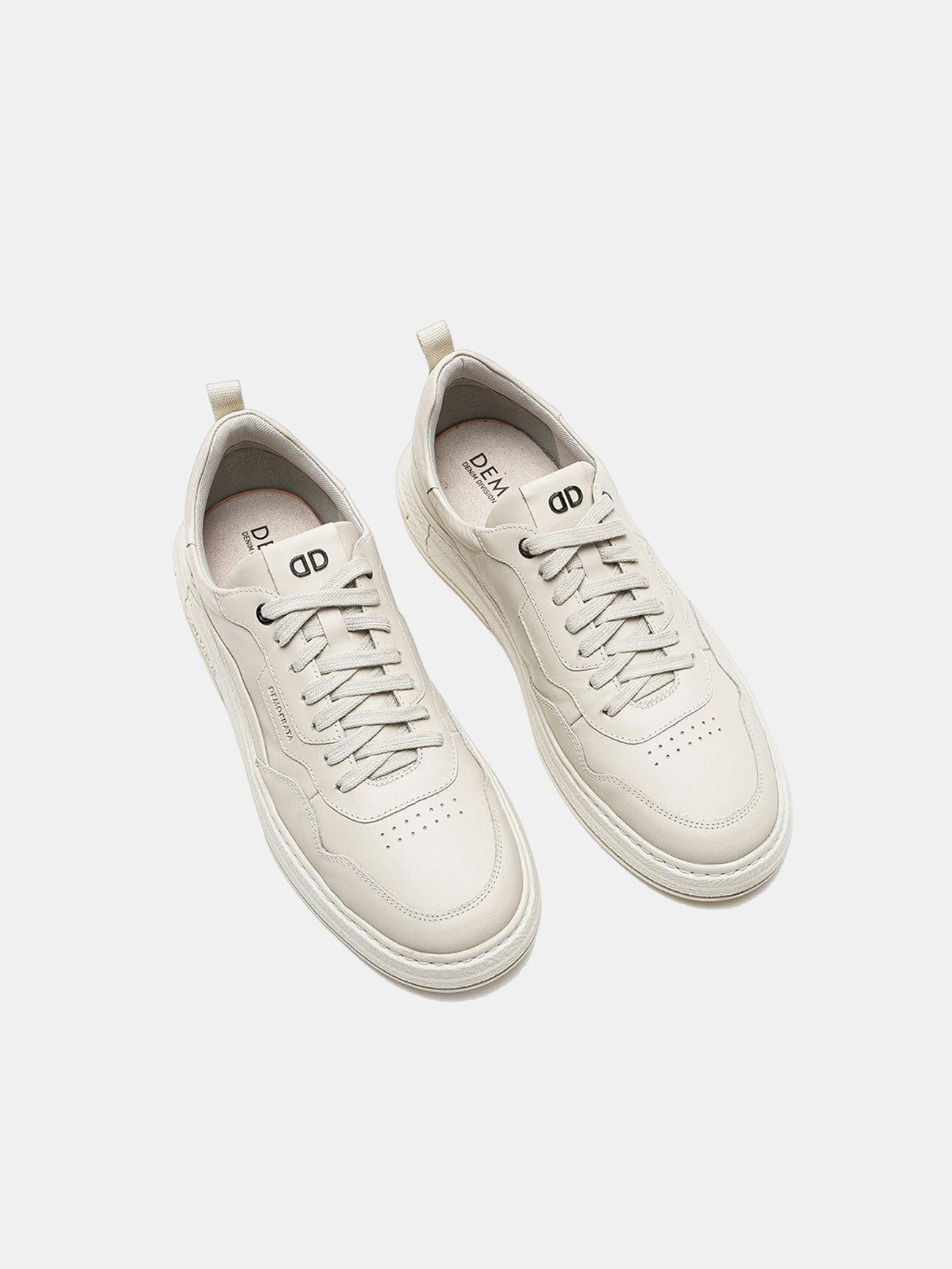 Democrata Men's Denim Jake Lace Sneakers #color_White