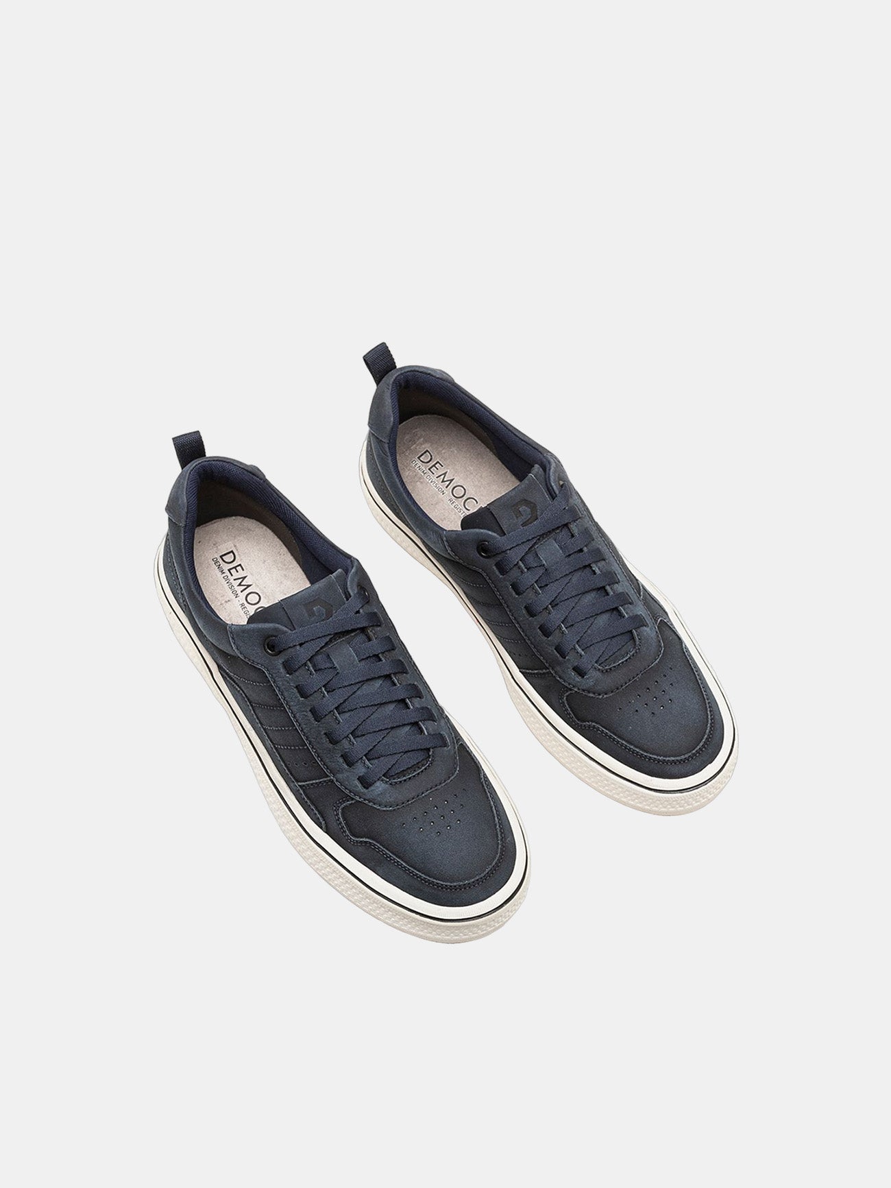 Democrata Men's Denim Fender Leather Sneakers #color_Navy