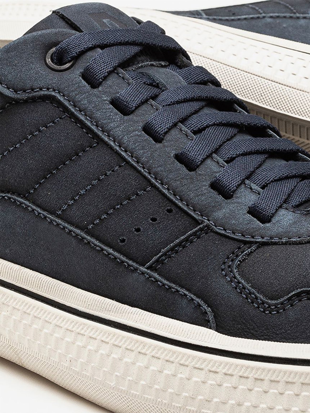 Democrata Men's Denim Fender Leather Sneakers #color_Navy