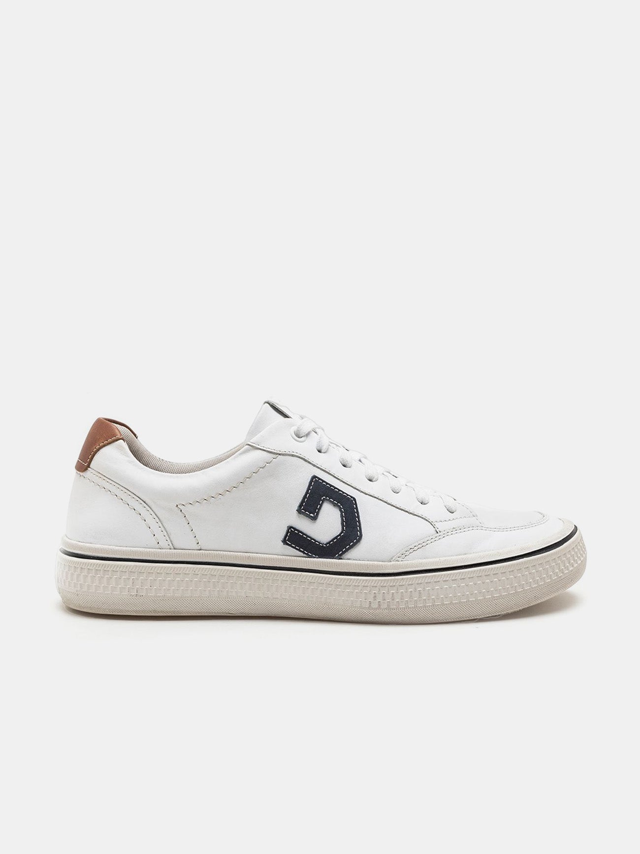 Democrata Men's Fender Denim Leather Sneakers #color_White