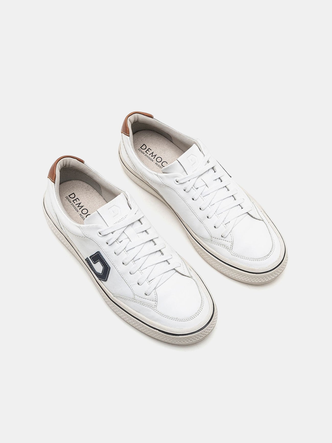 Democrata Men's Fender Denim Leather Sneakers #color_White