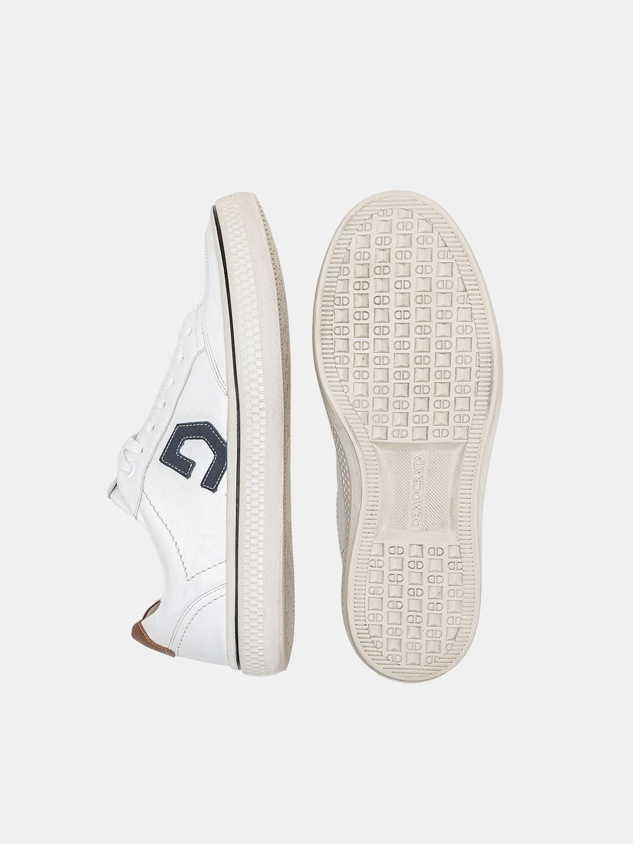 Democrata Men's Fender Denim Leather Sneakers #color_White