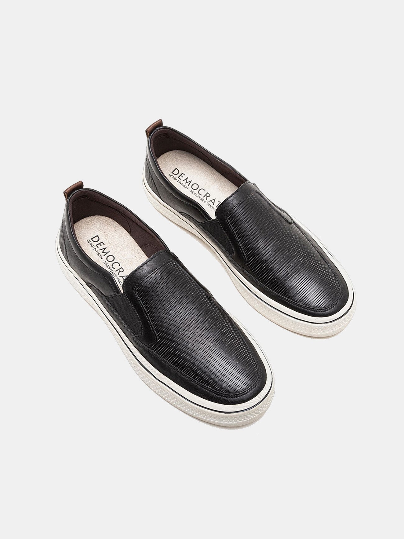 Democrata Men's Fender Leather Denim Sneakers #color_Black