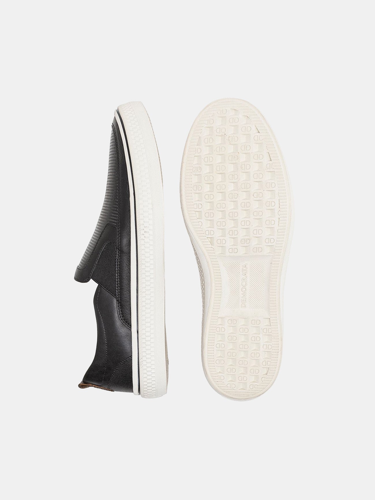 Democrata Men's Fender Leather Denim Sneakers #color_Black