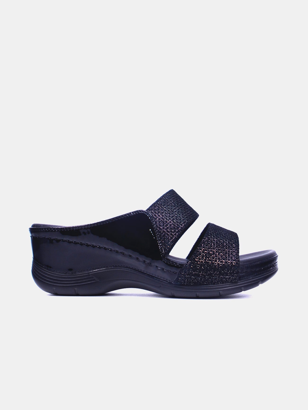Michelle Morgan 2407-5 Women's Wedge Sandals #color_Black