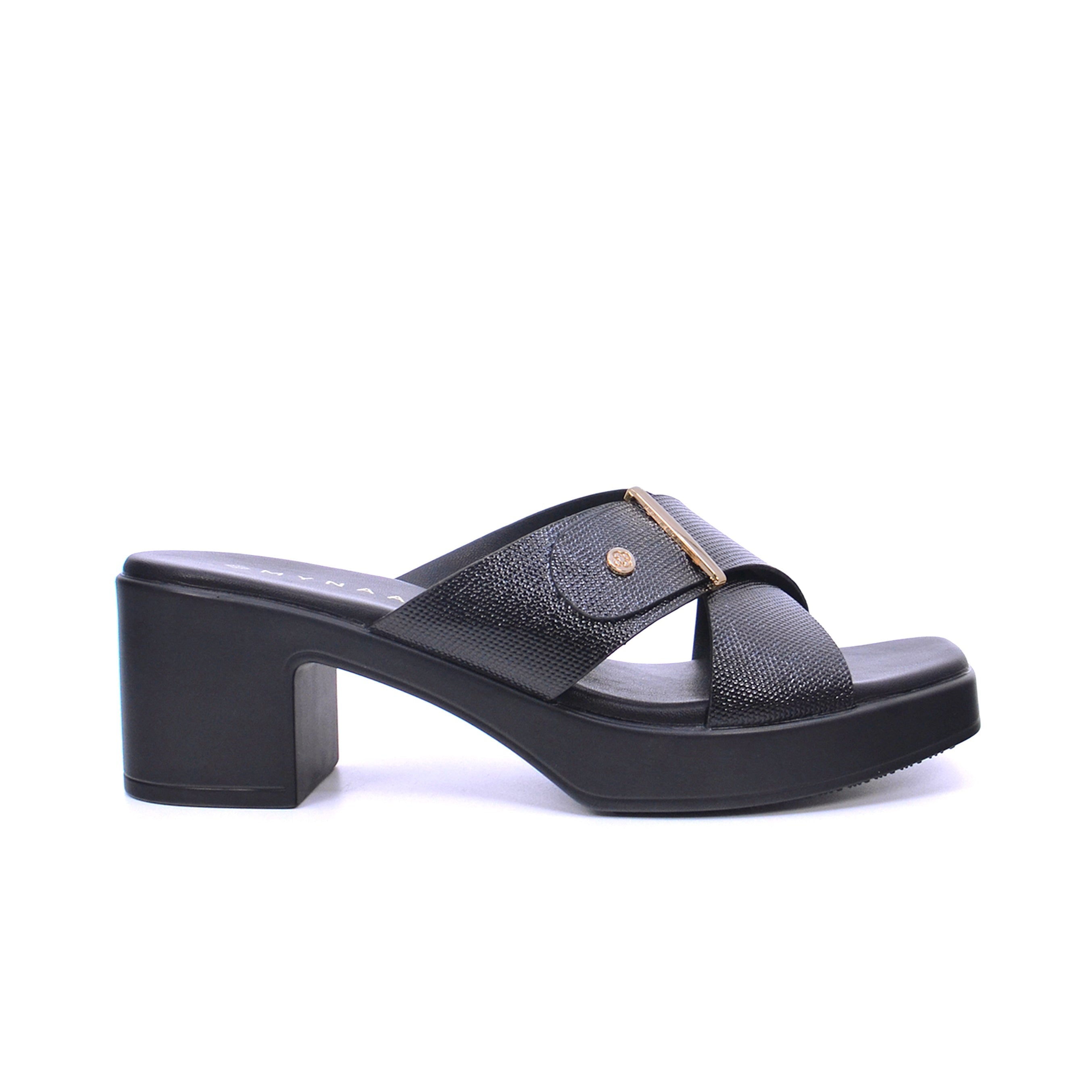 Mynaal 414Rj60J Women's Block-Heel Sandal #color_Black