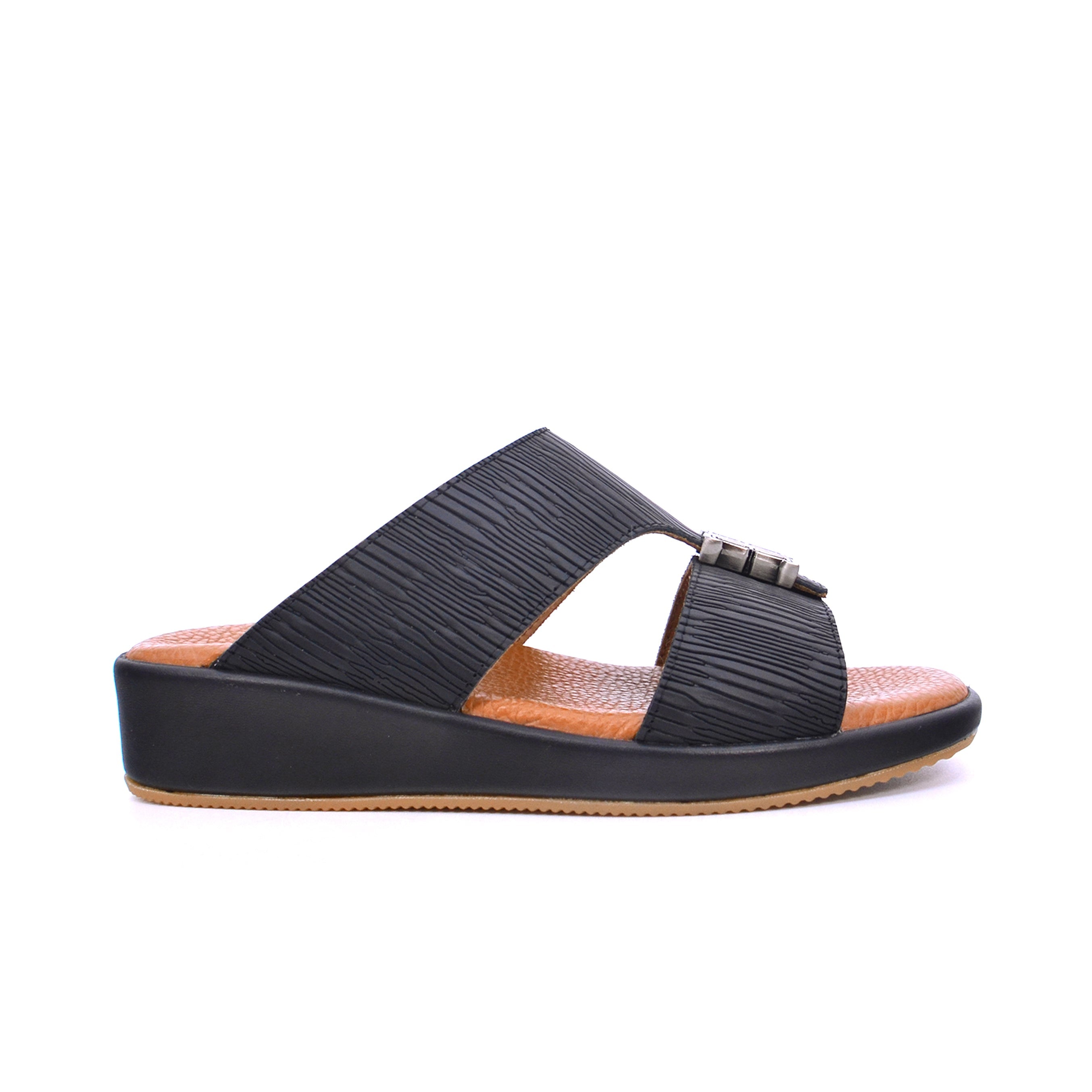 Barjeel Uno MSA139 B Boys Arabic Sandals #color_Black