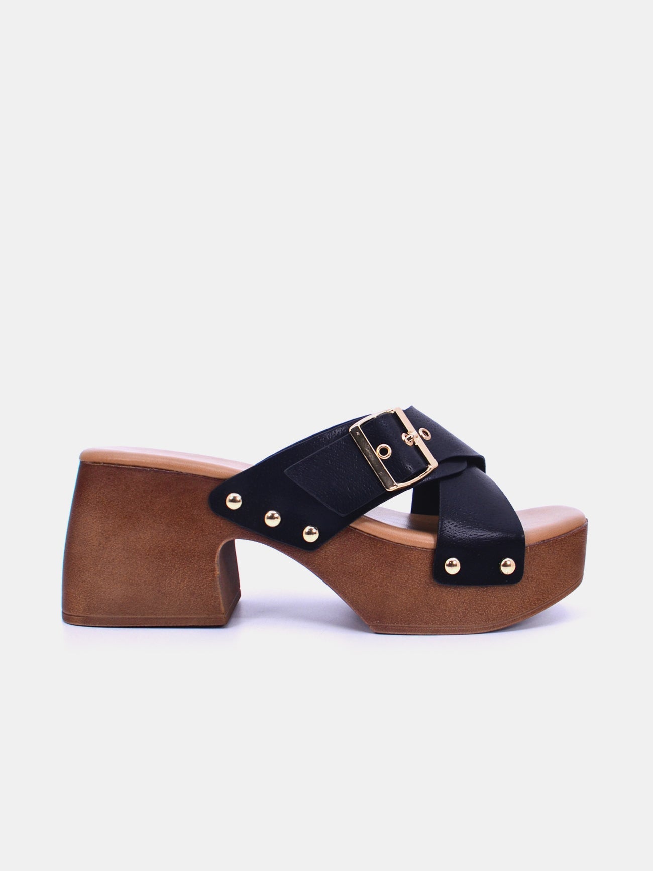 Mynaal Amora Women's Block Heel Sandals #color_Black