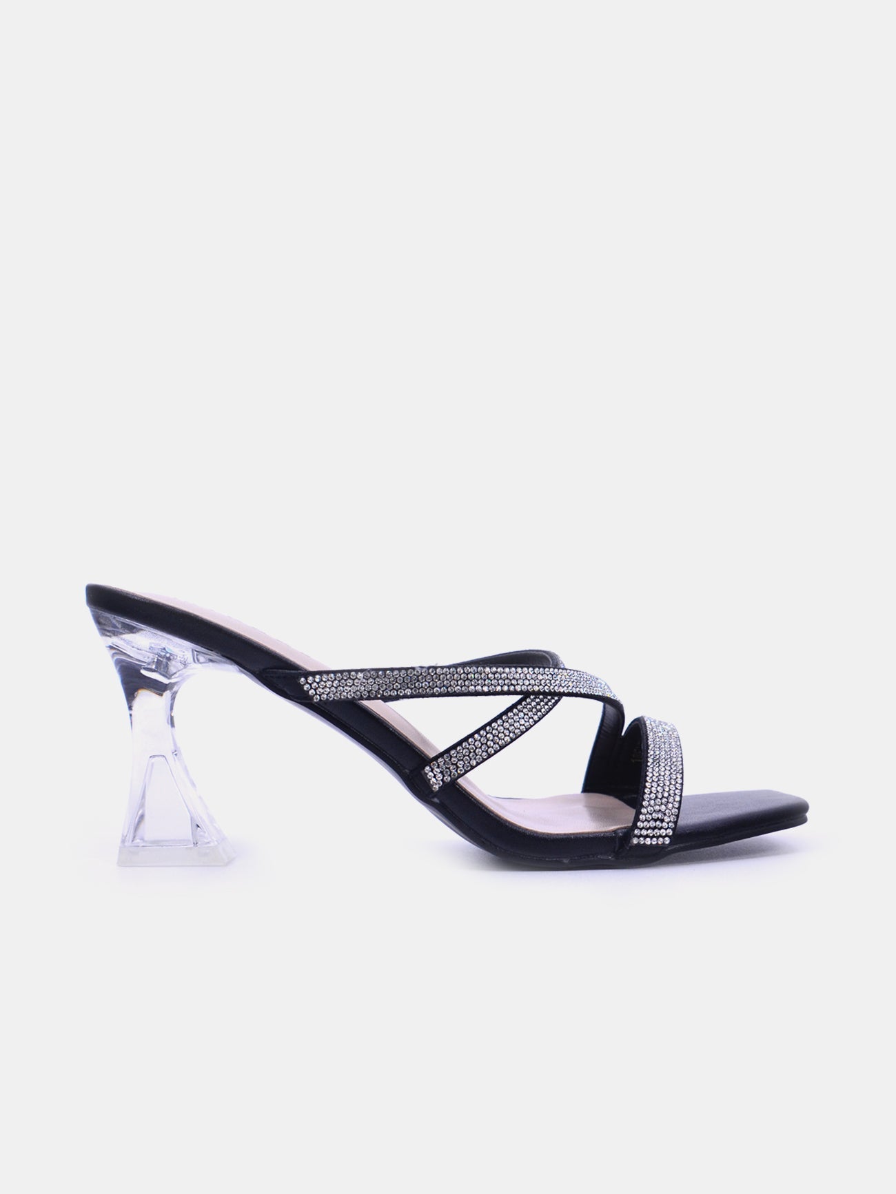 Mynaal Twirla Women's Spool Heel Sandals #color_Black