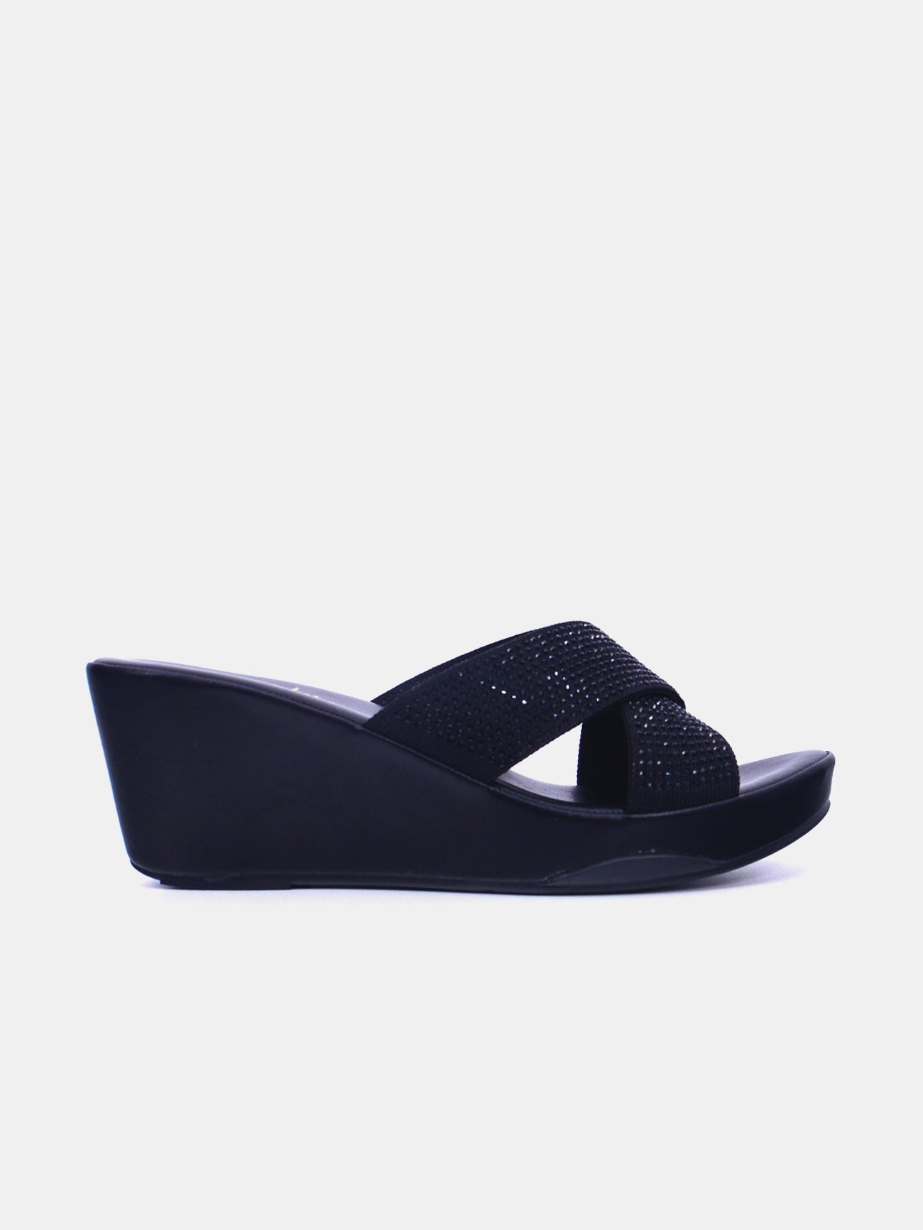 Michelle Morgan 314ZD012 Women's Wedge Sandals #color_Black