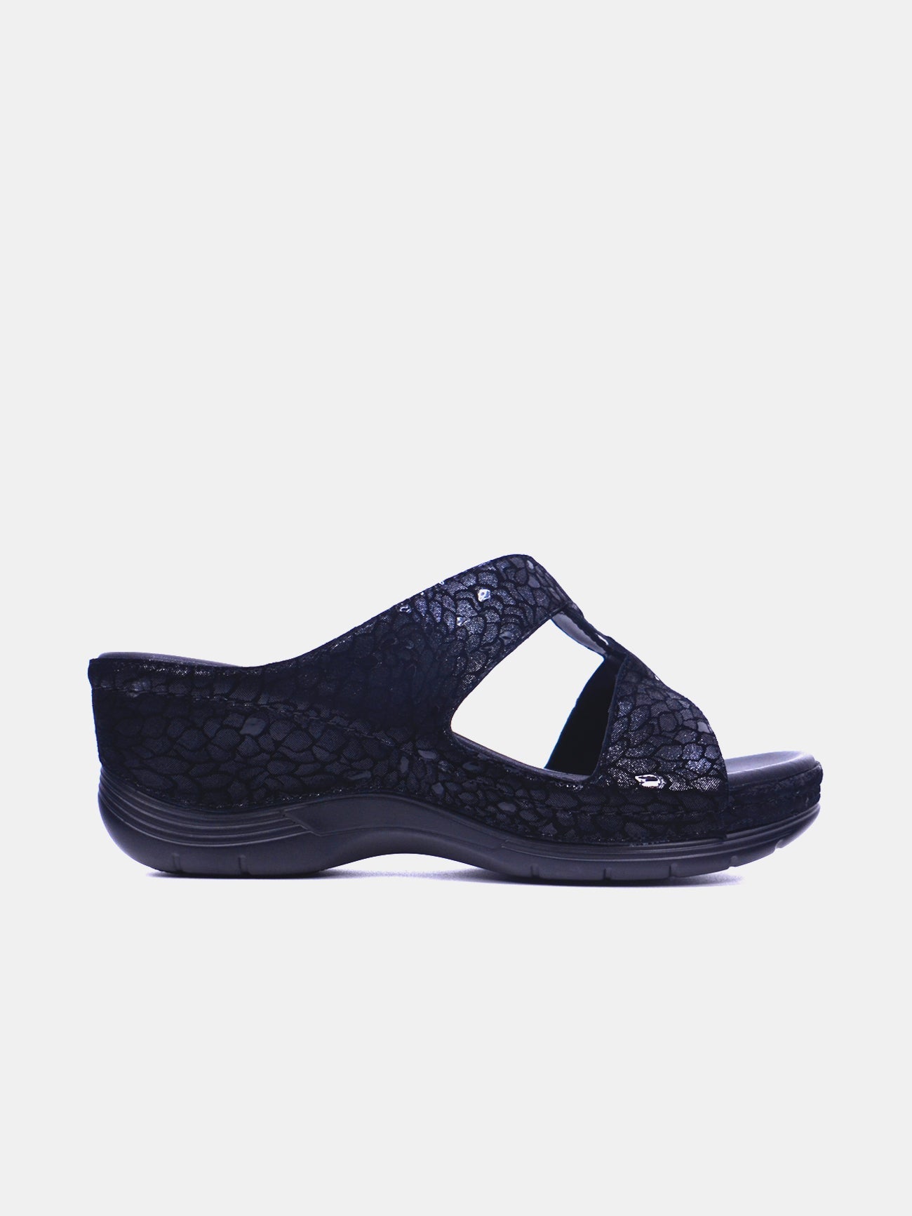 Michelle Morgan 2407-3 Women's Wedge Sandals #color_Black