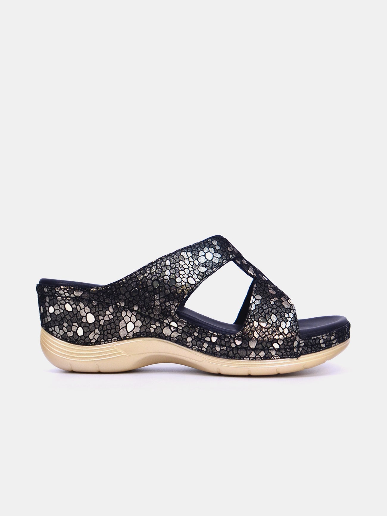 Michelle Morgan 2407-3 Women's Wedge Sandals #color_Gold
