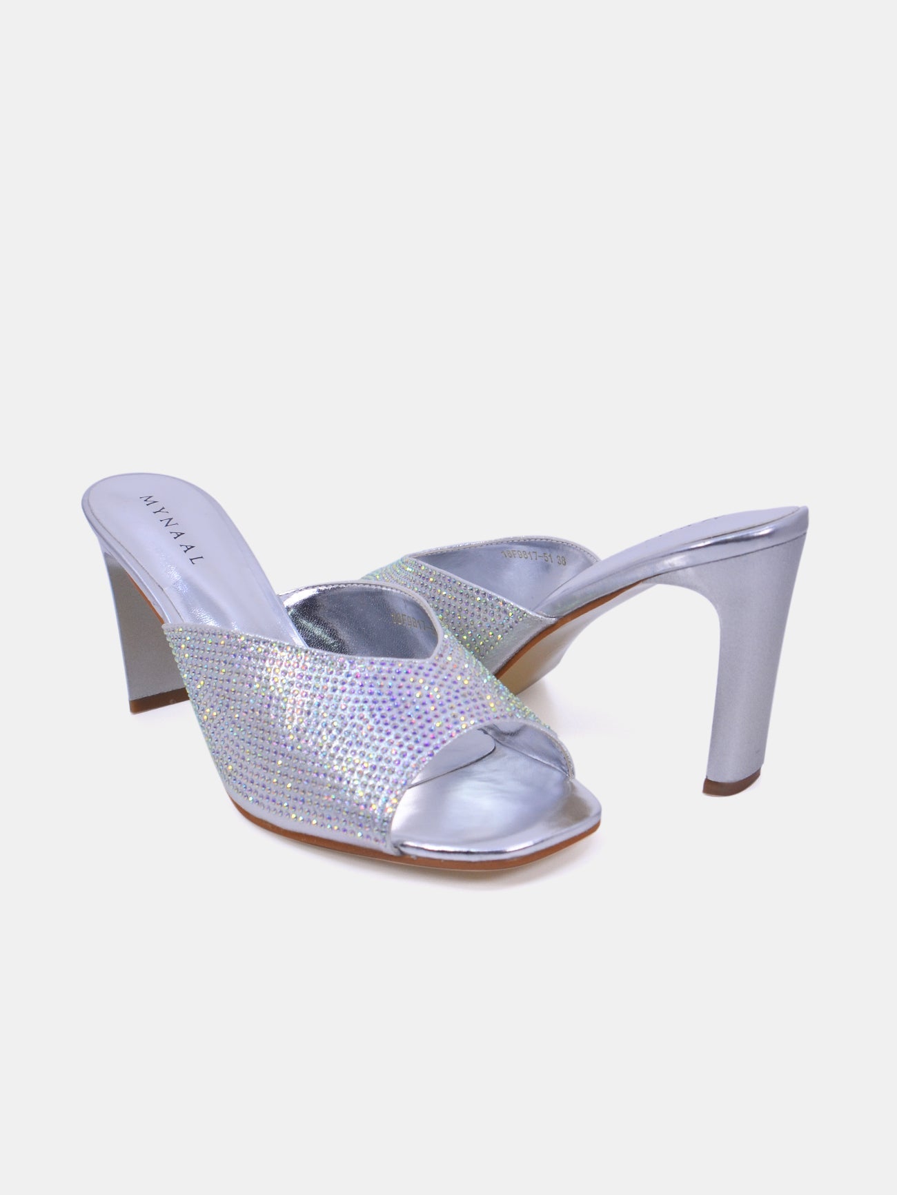 Mynaal Glitzo Women's High Heel Sandals #color_Silver