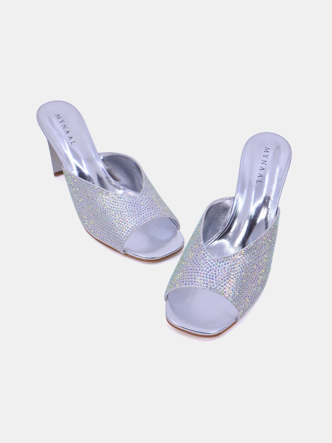 Mynaal Glitzo Women's High Heel Sandals #color_Silver
