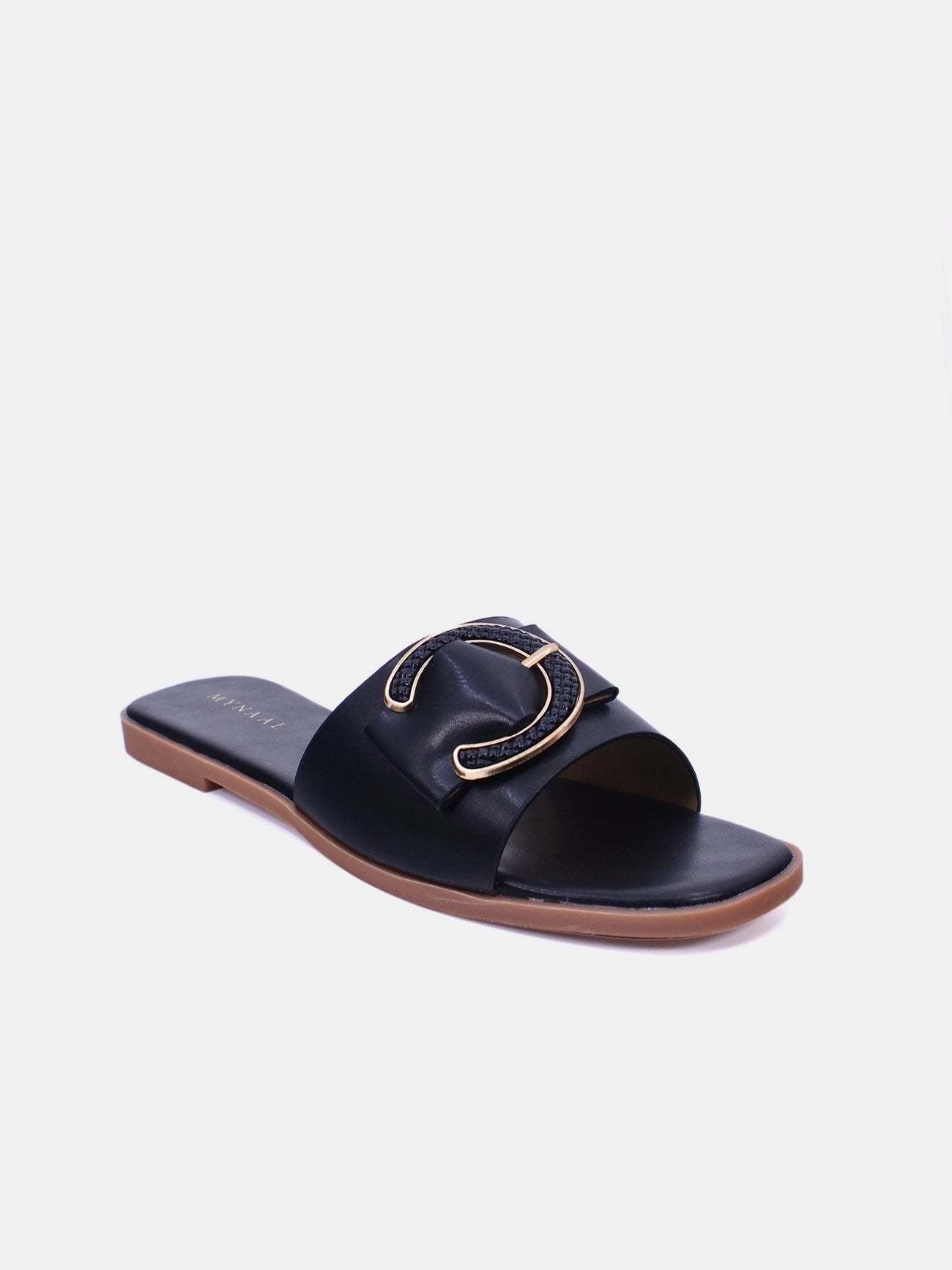 Mynaal Zalara Women's Flat Sandals #color_Black