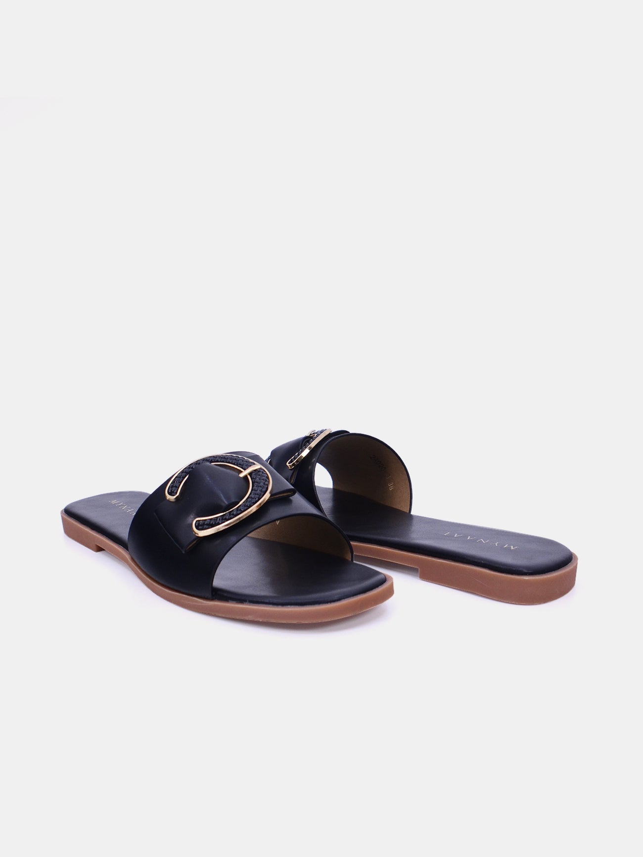 Mynaal Zalara Women's Flat Sandals #color_Black