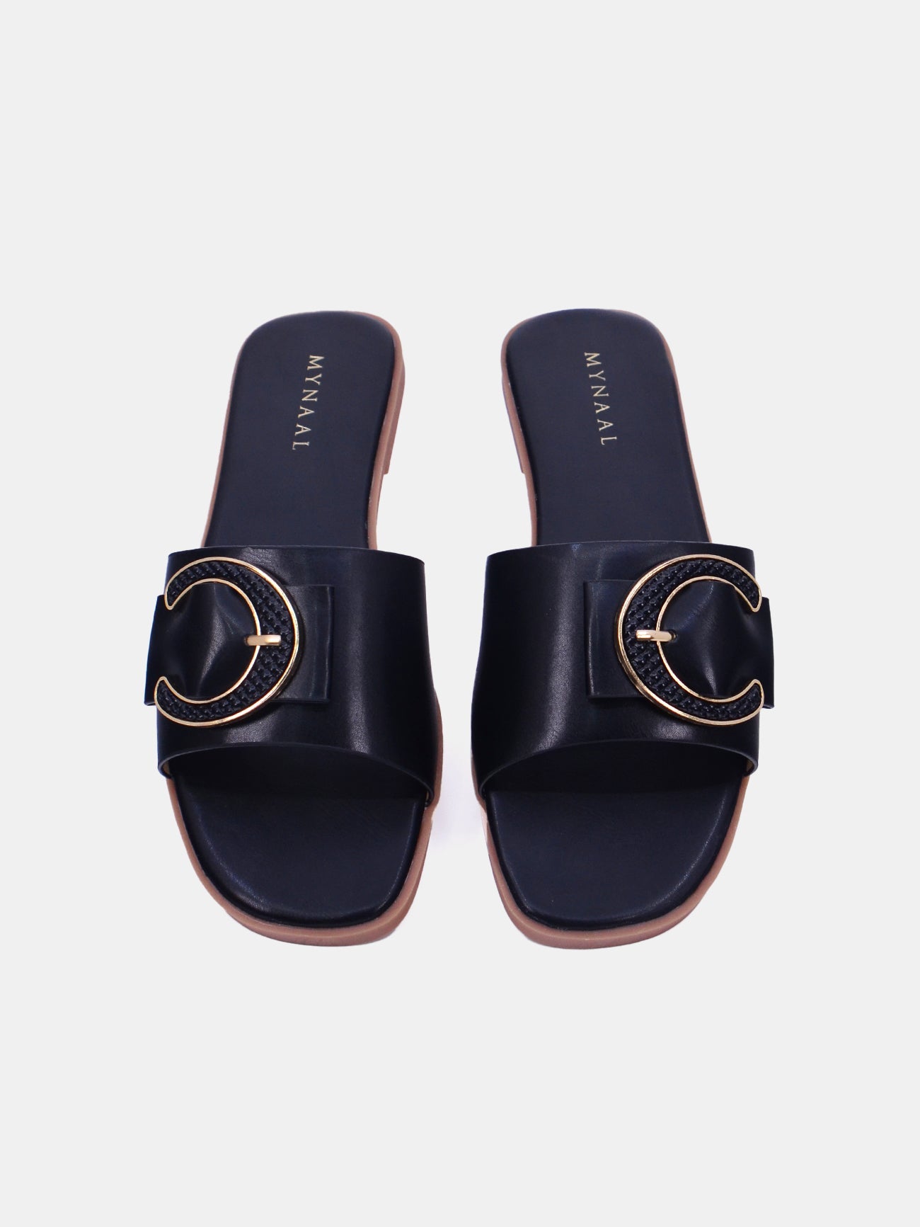 Mynaal Zalara Women's Flat Sandals #color_Black