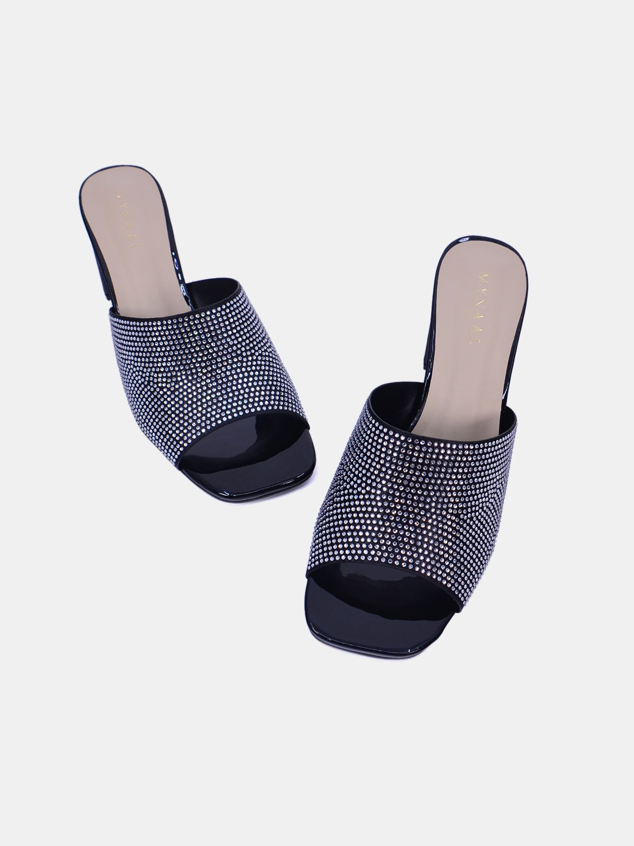 Mynaal Sparkle Women's Block Heel Sandals #color_Black