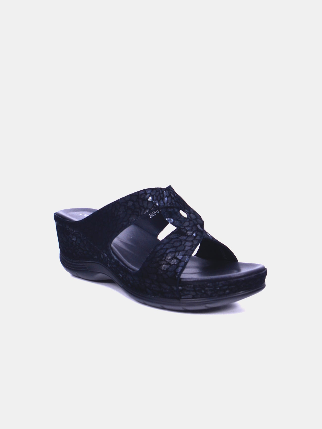 Michelle Morgan 2407-3 Women's Wedge Sandals #color_Black