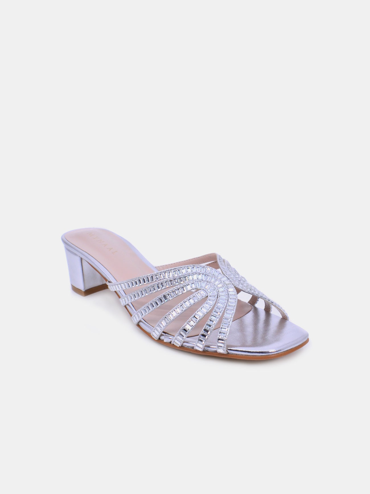 Mynaal Lynara Women's Block Heel Sandals #color_Silver