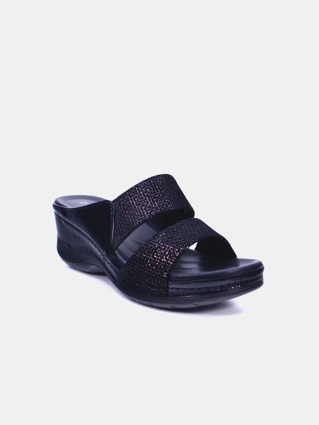 Michelle Morgan 2407-5 Women's Wedge Sandals #color_Black