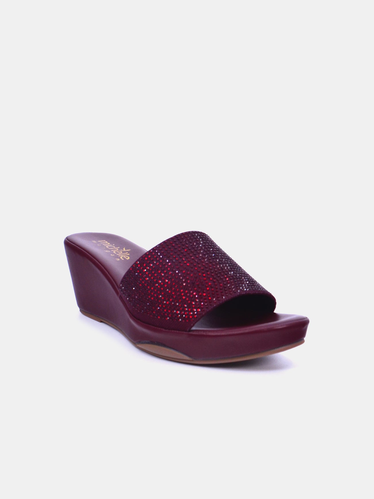 Michelle Morgan 214ZD011 Women's Wedge Sandals #color_Maroon