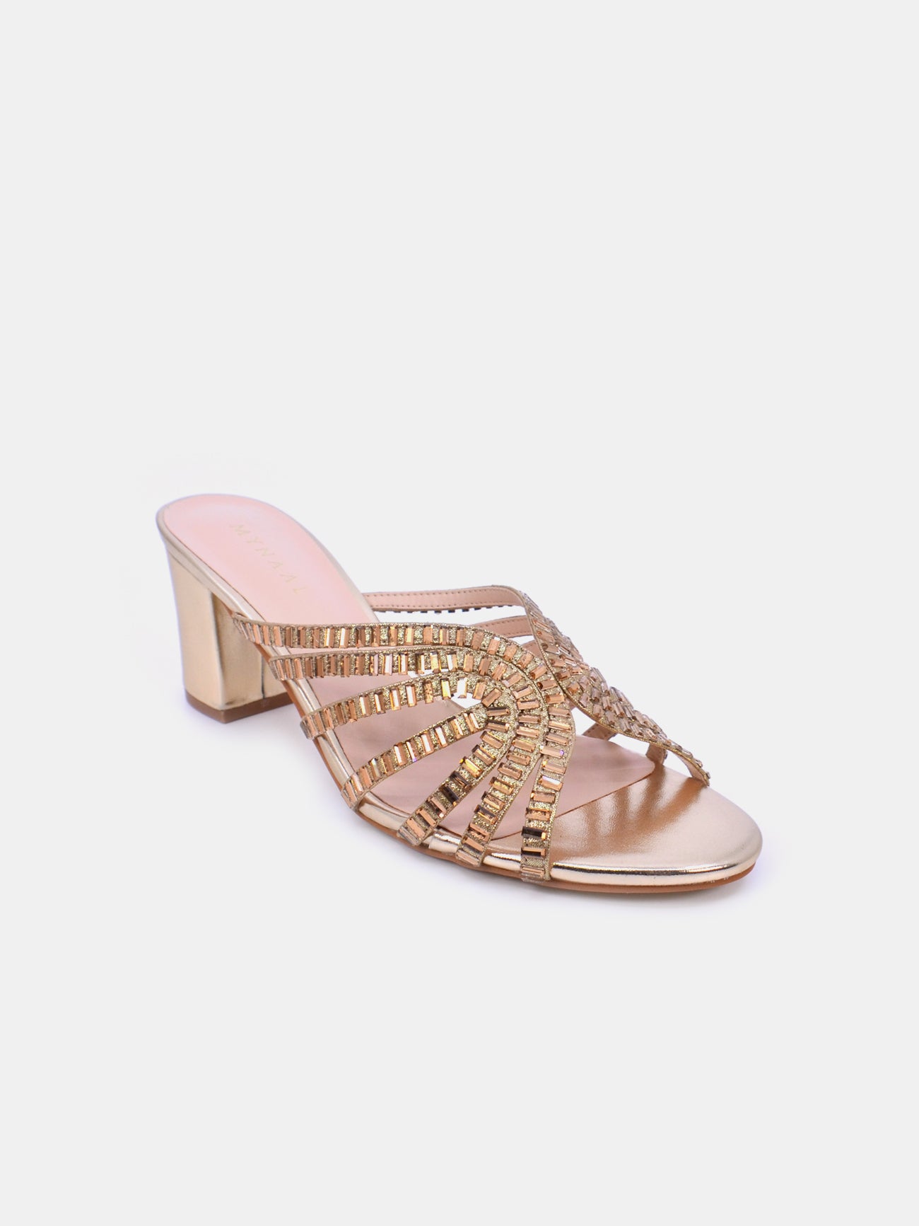 Mynaal Velaq Women's Block Heel Sandals #color_Gold