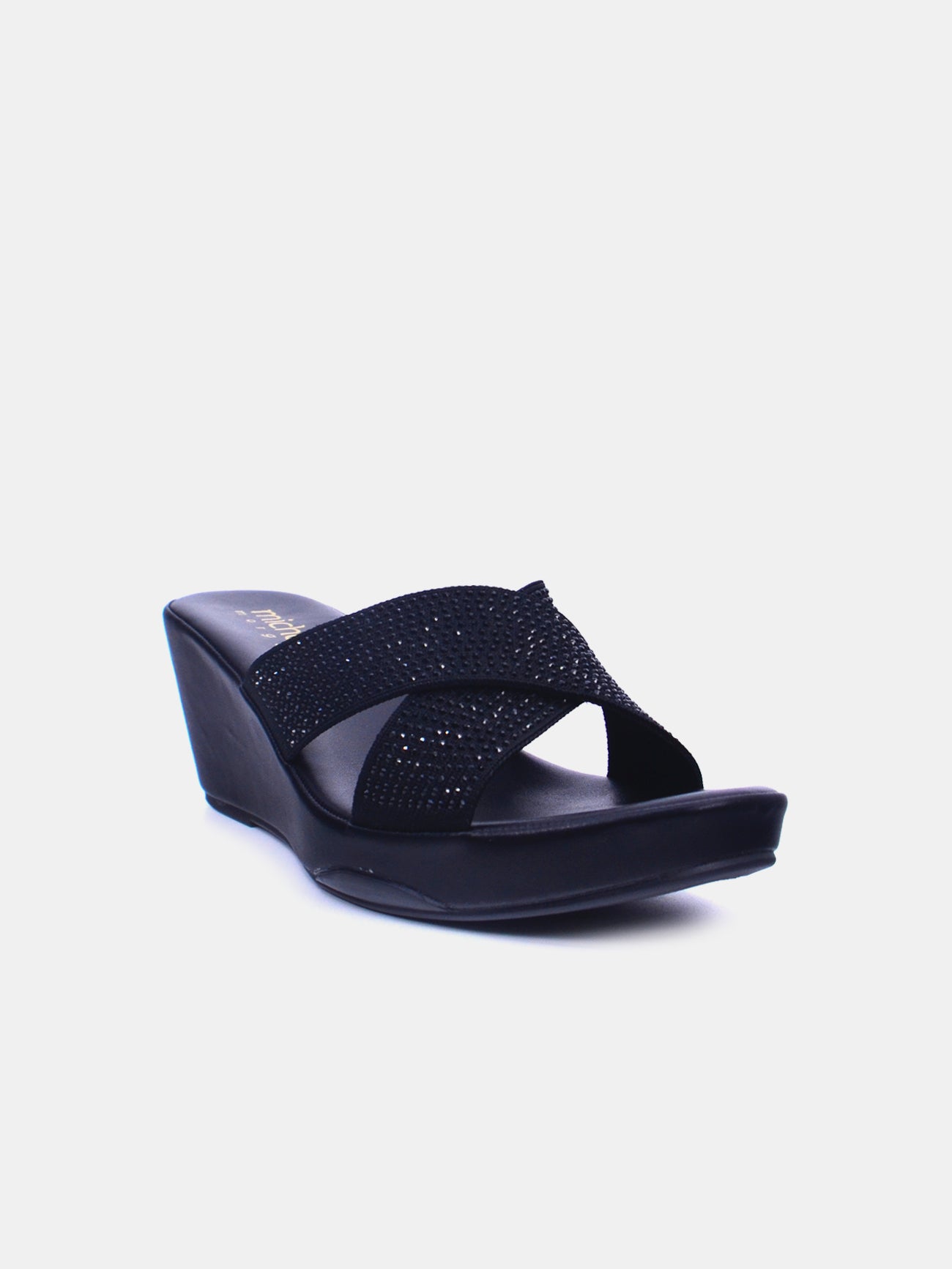 Michelle Morgan 314ZD012 Women's Wedge Sandals #color_Black
