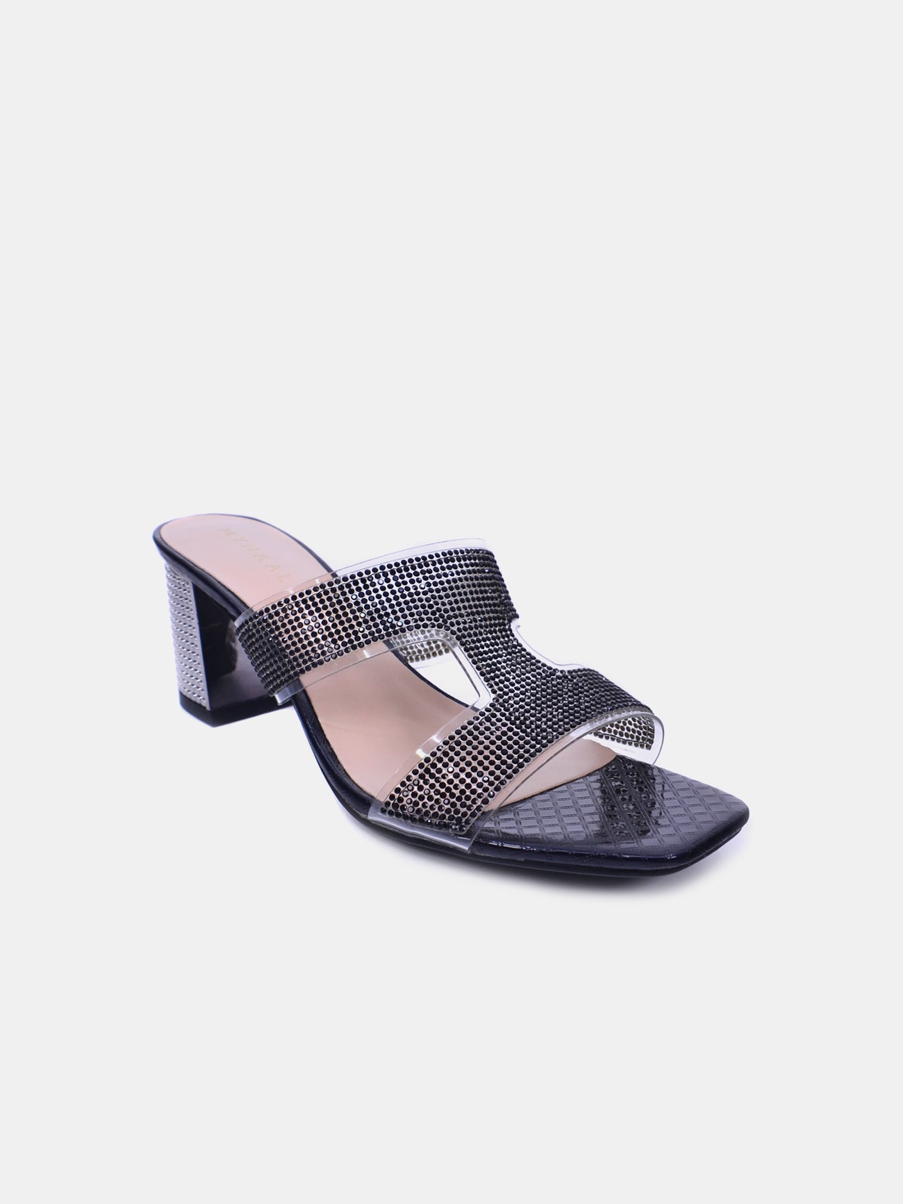 Mynaal Veda Women's Block Heel Sandals #color_Black