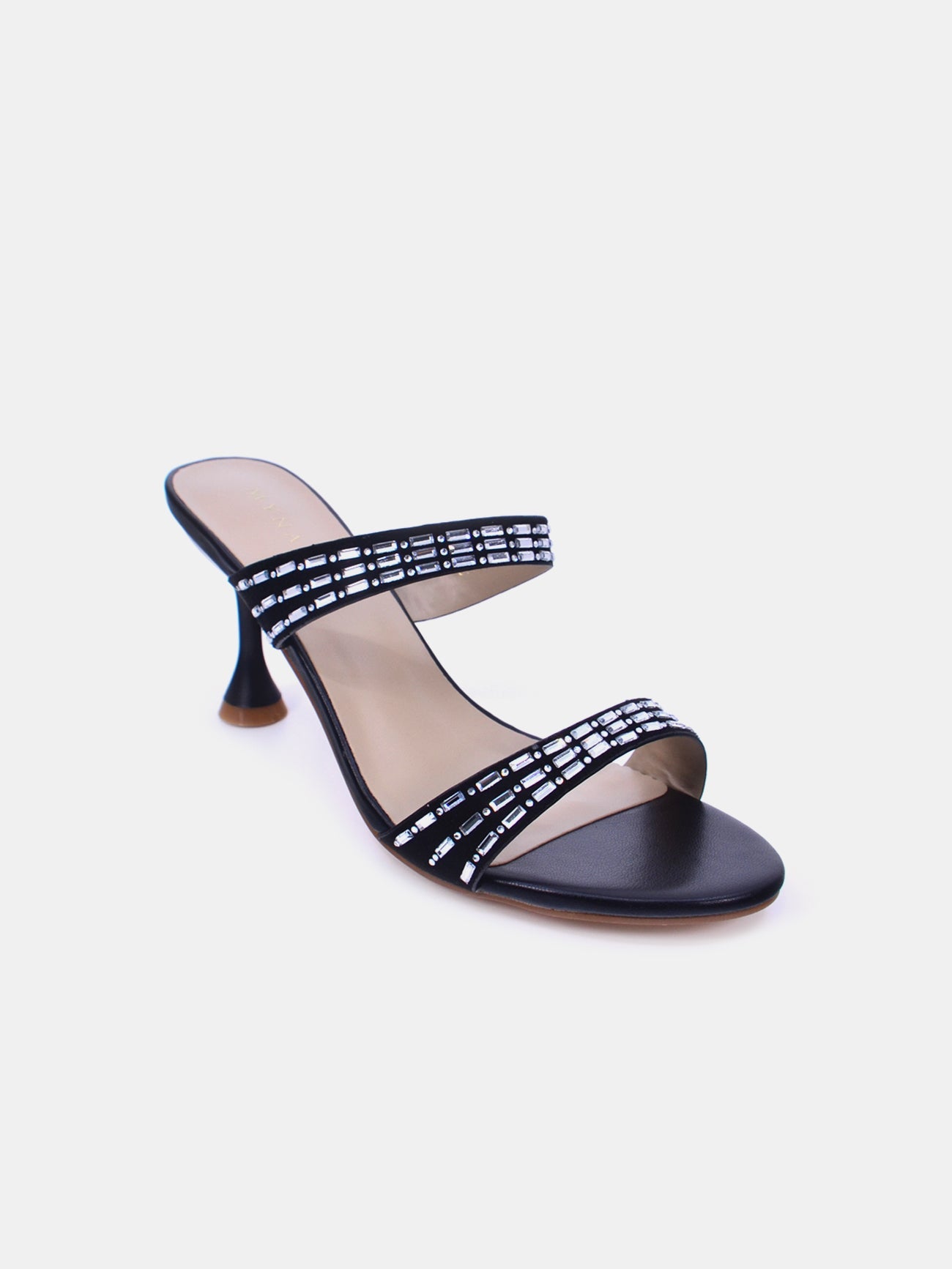 Mynaal Triselle Women's Kitten Heel Sandals #color_Black