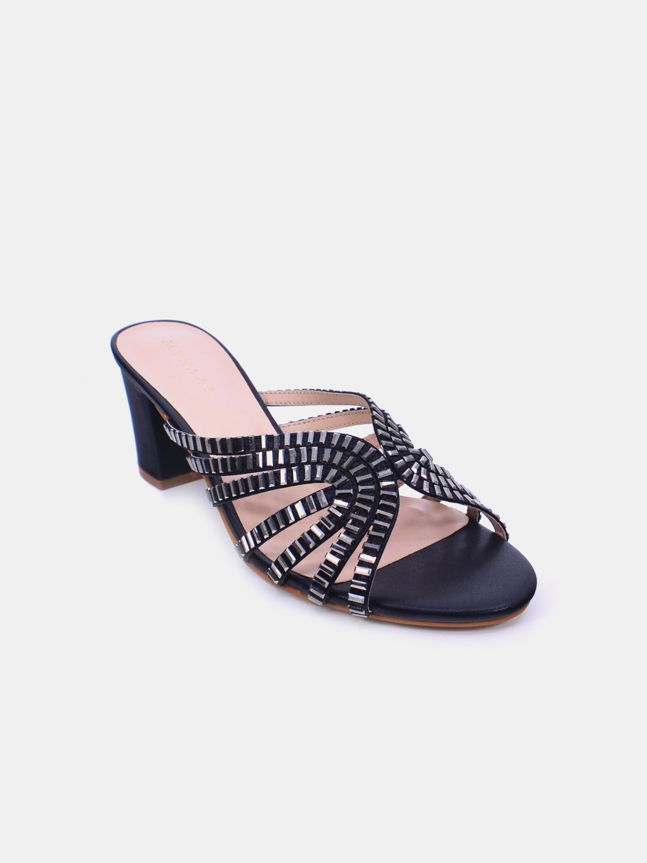 Mynaal Velaq Women's Block Heel Sandals #color_Black