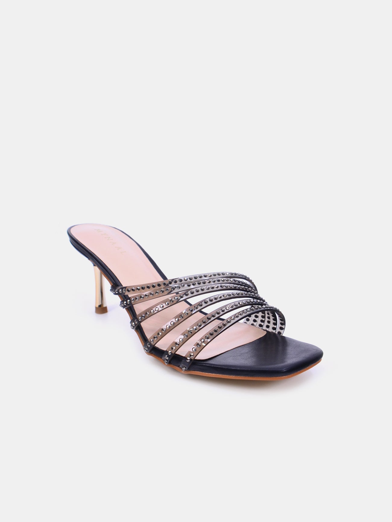 Mynaal Shyna Women's Pencil Heel Sandals #color_Black