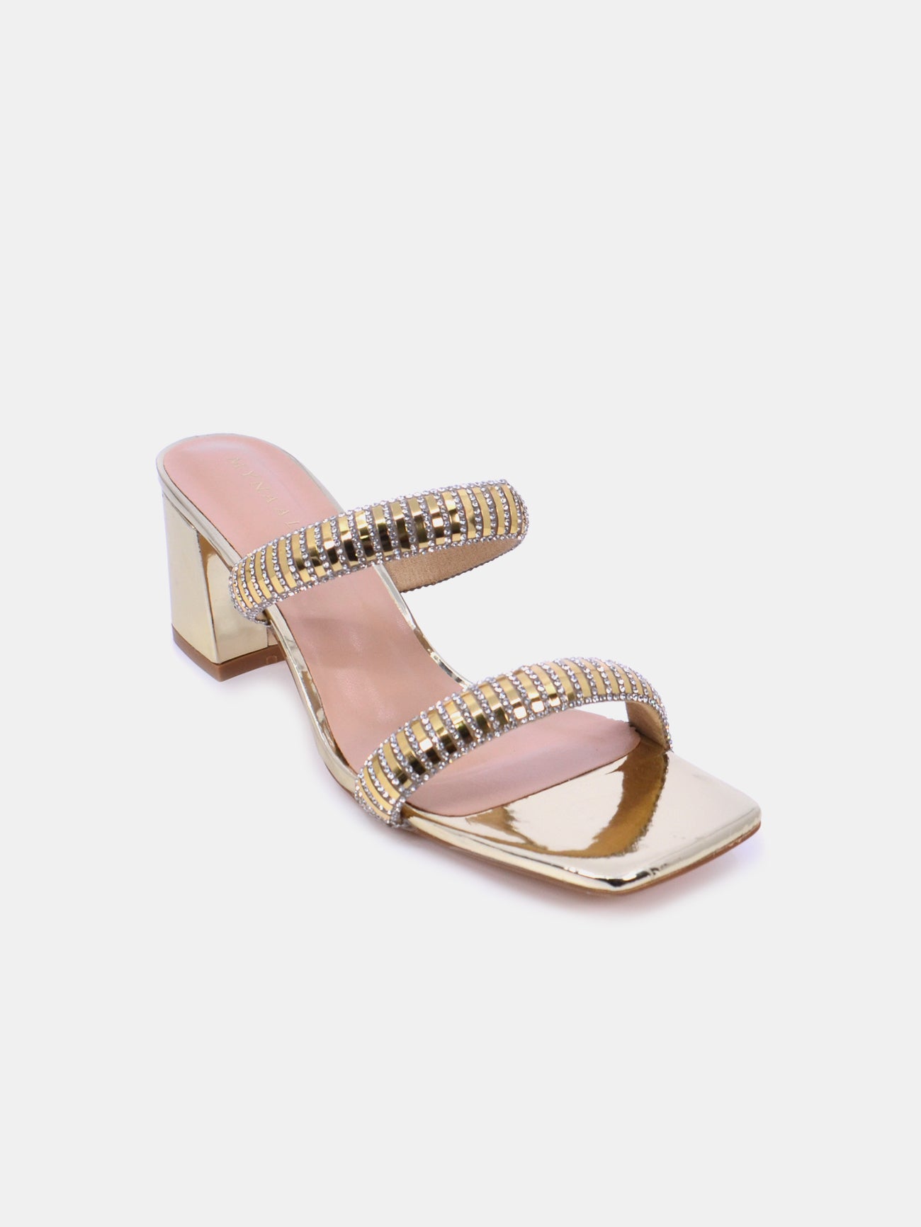 Mynaal Zenni Women's Block Heel Sandals #color_Gold