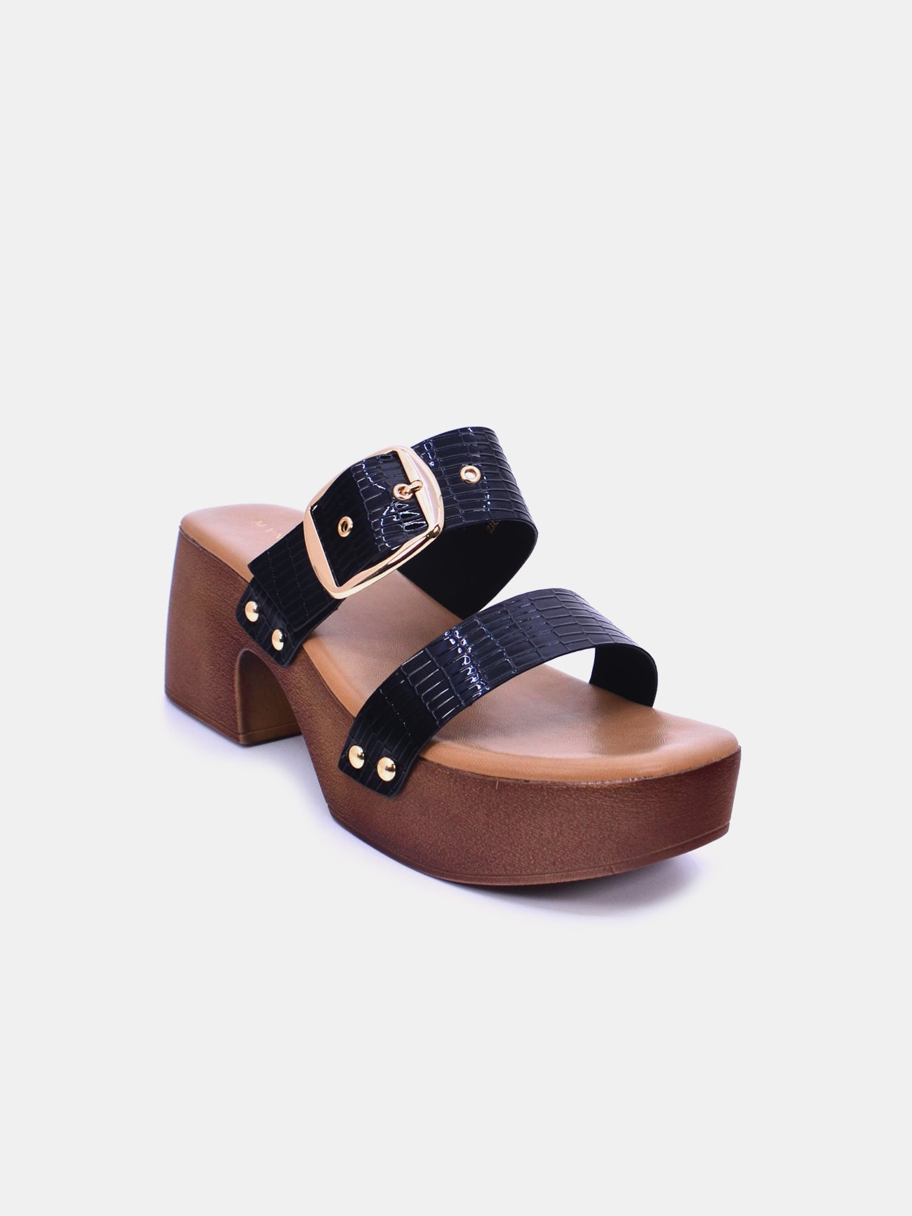 Mynaal Marcella Women's Block Heel Sandals #color_Black