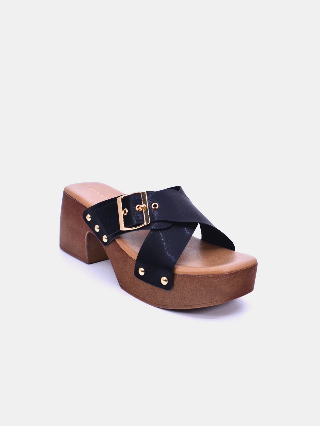 Mynaal Amora Women's Block Heel Sandals #color_Black