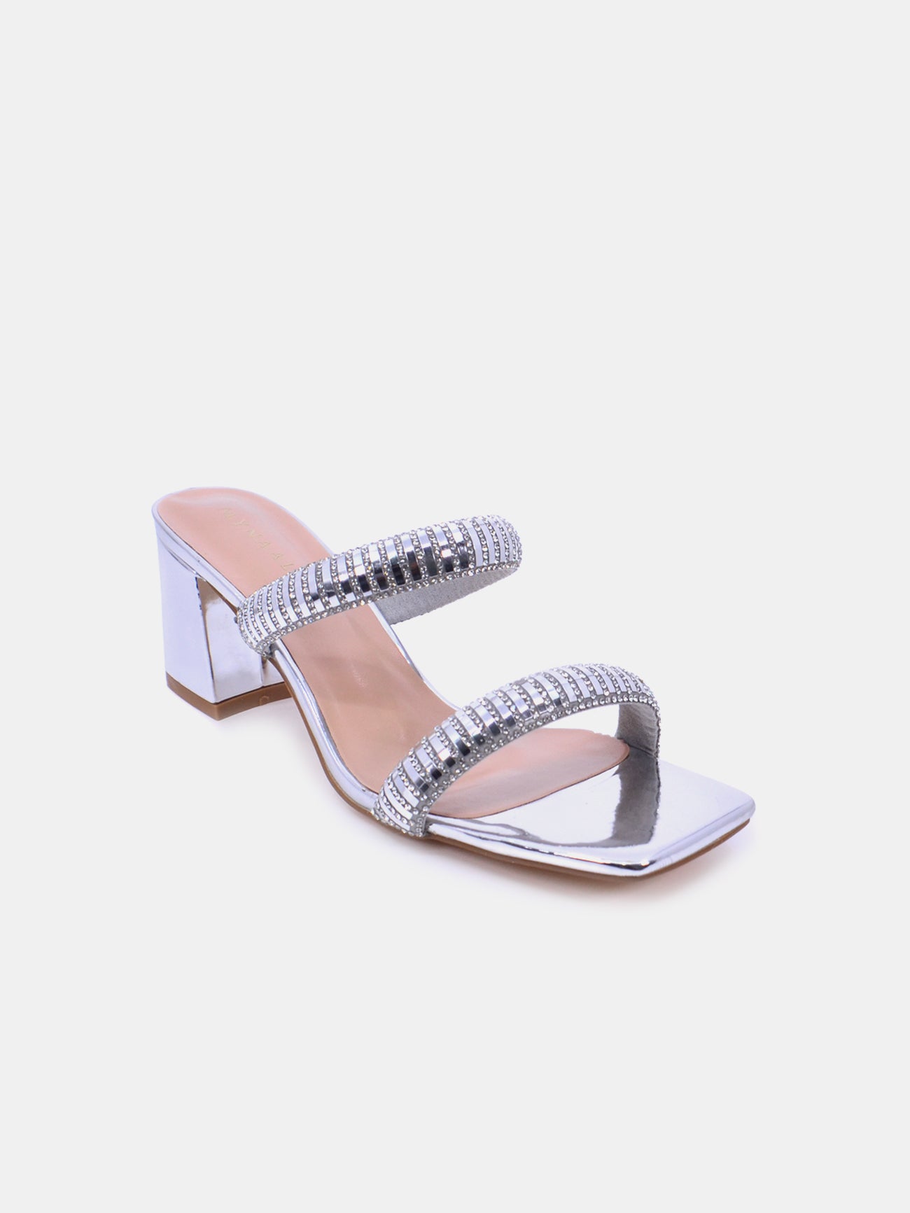 Mynaal Zenni Women's Block Heel Sandals #color_Silver