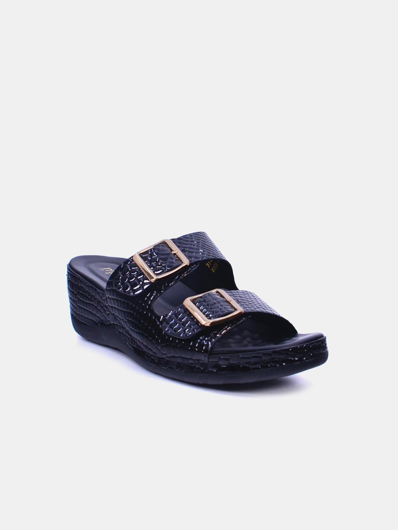 Michelle Morgan 314F7803 Women's Wedge Sandals #color_Black