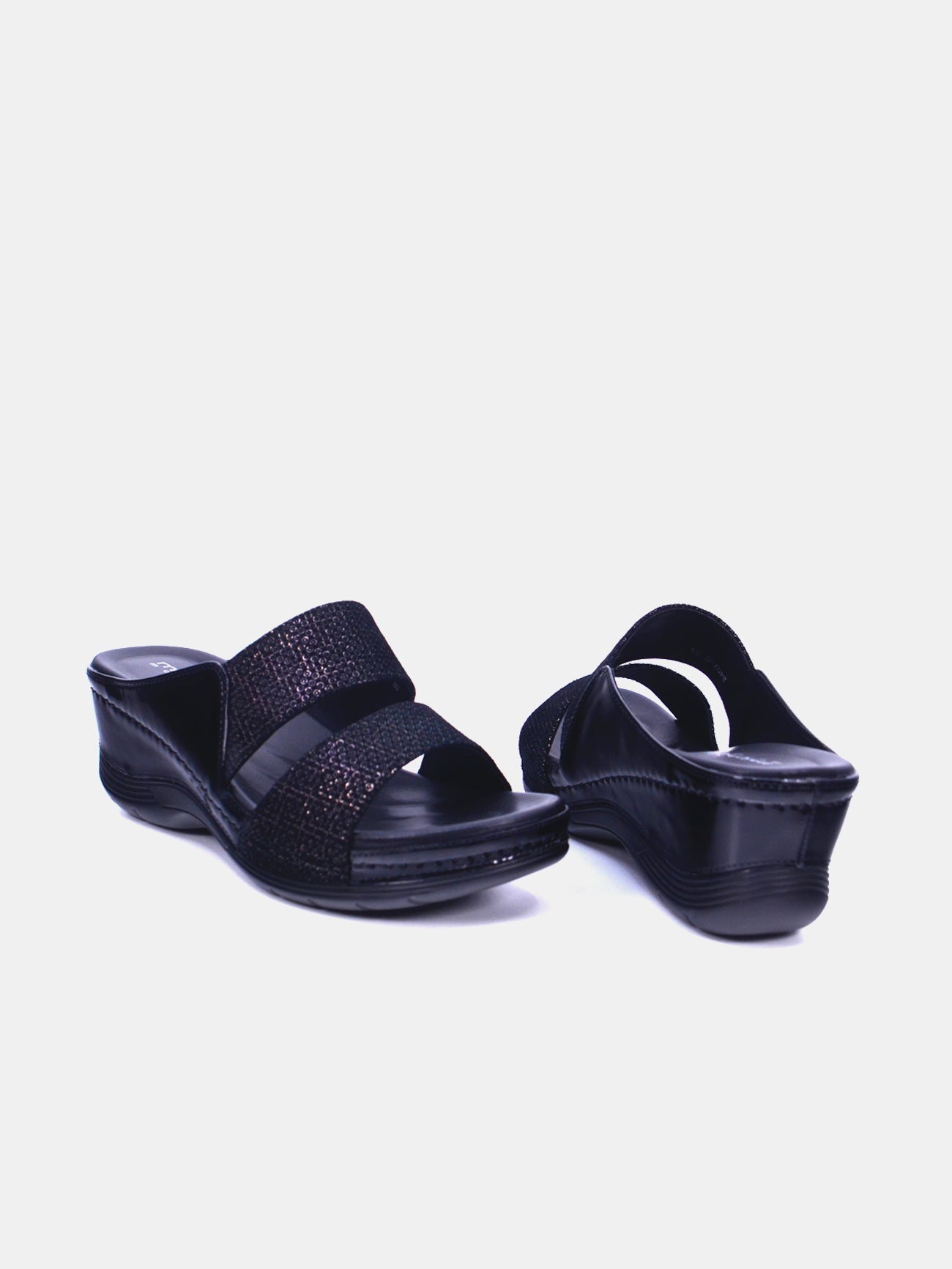 Michelle Morgan 2407-5 Women's Wedge Sandals #color_Black