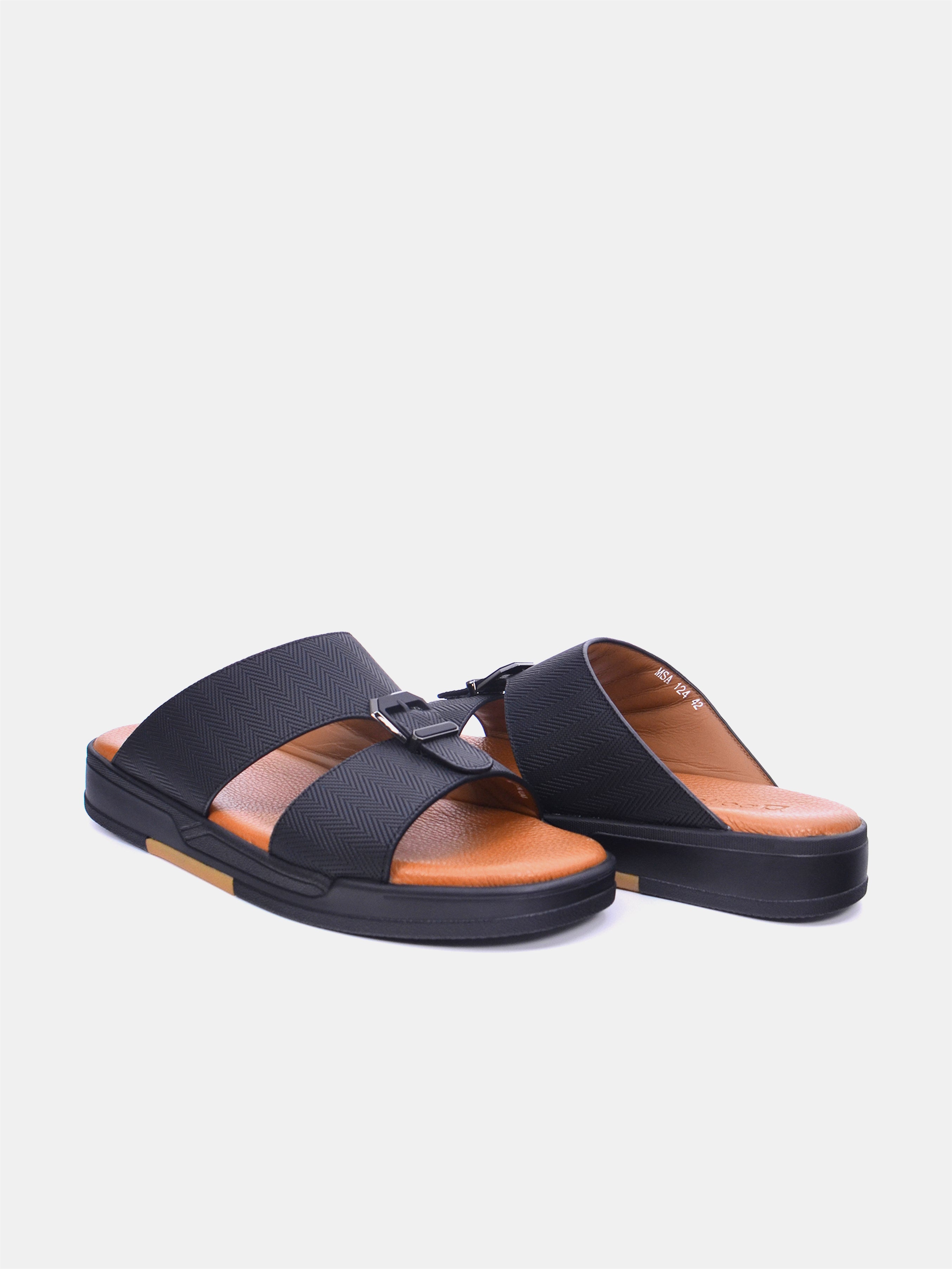 Barjeel Uno MSA124 Men Arabic Sandals #color_Black