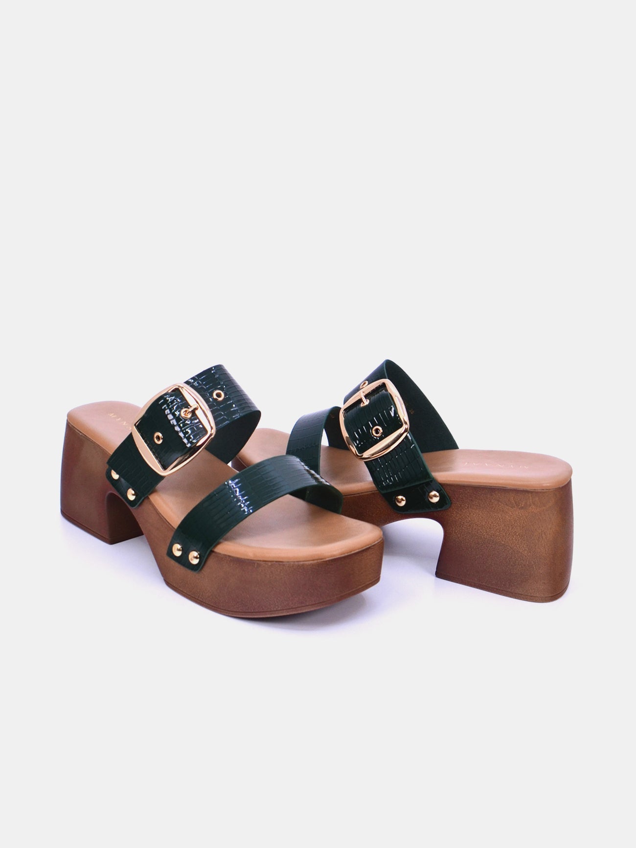 Mynaal Marcella Women's Block Heel Sandals #color_Green