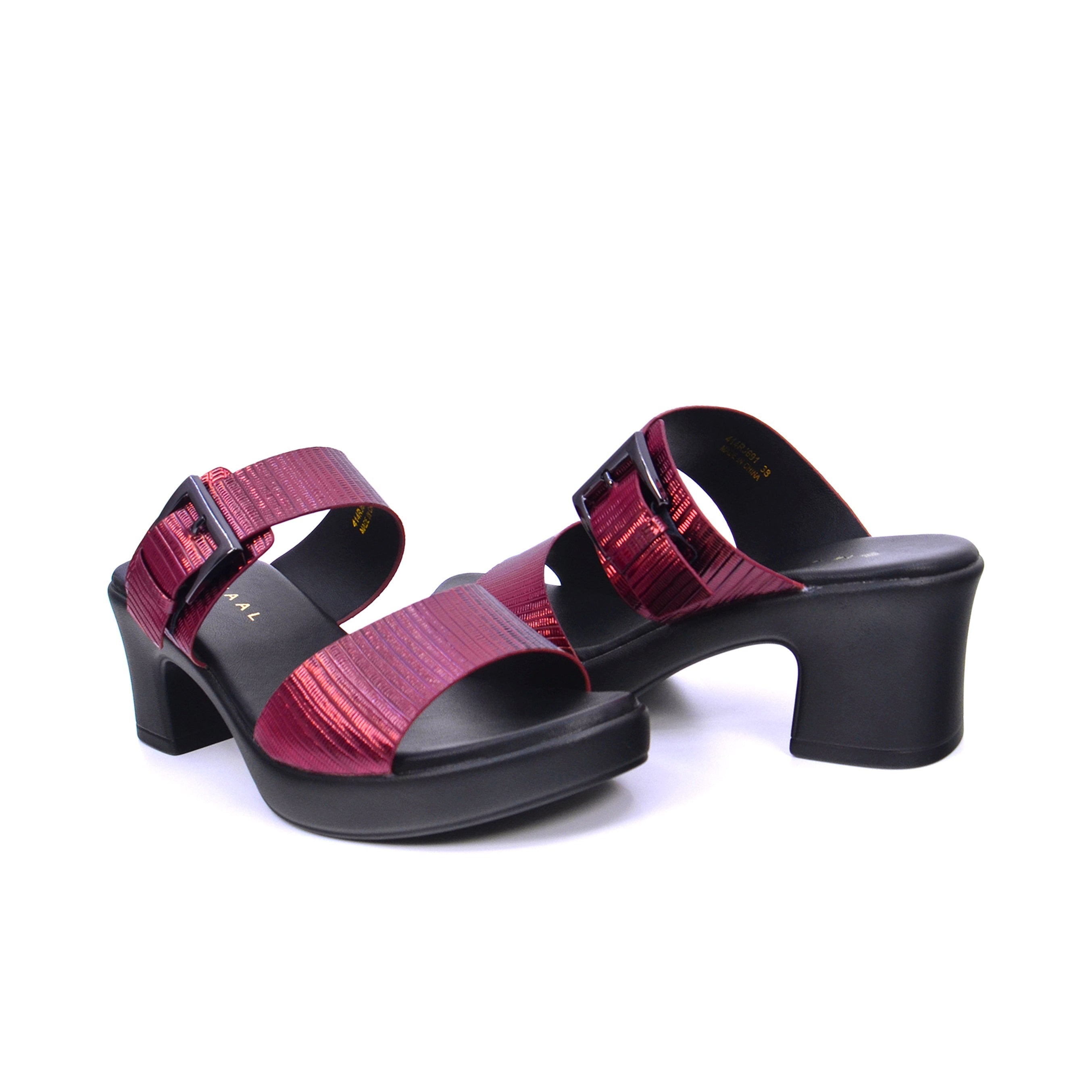 Mynaal 414Rj691 Women's Block Heel Sandal #color_Maroon