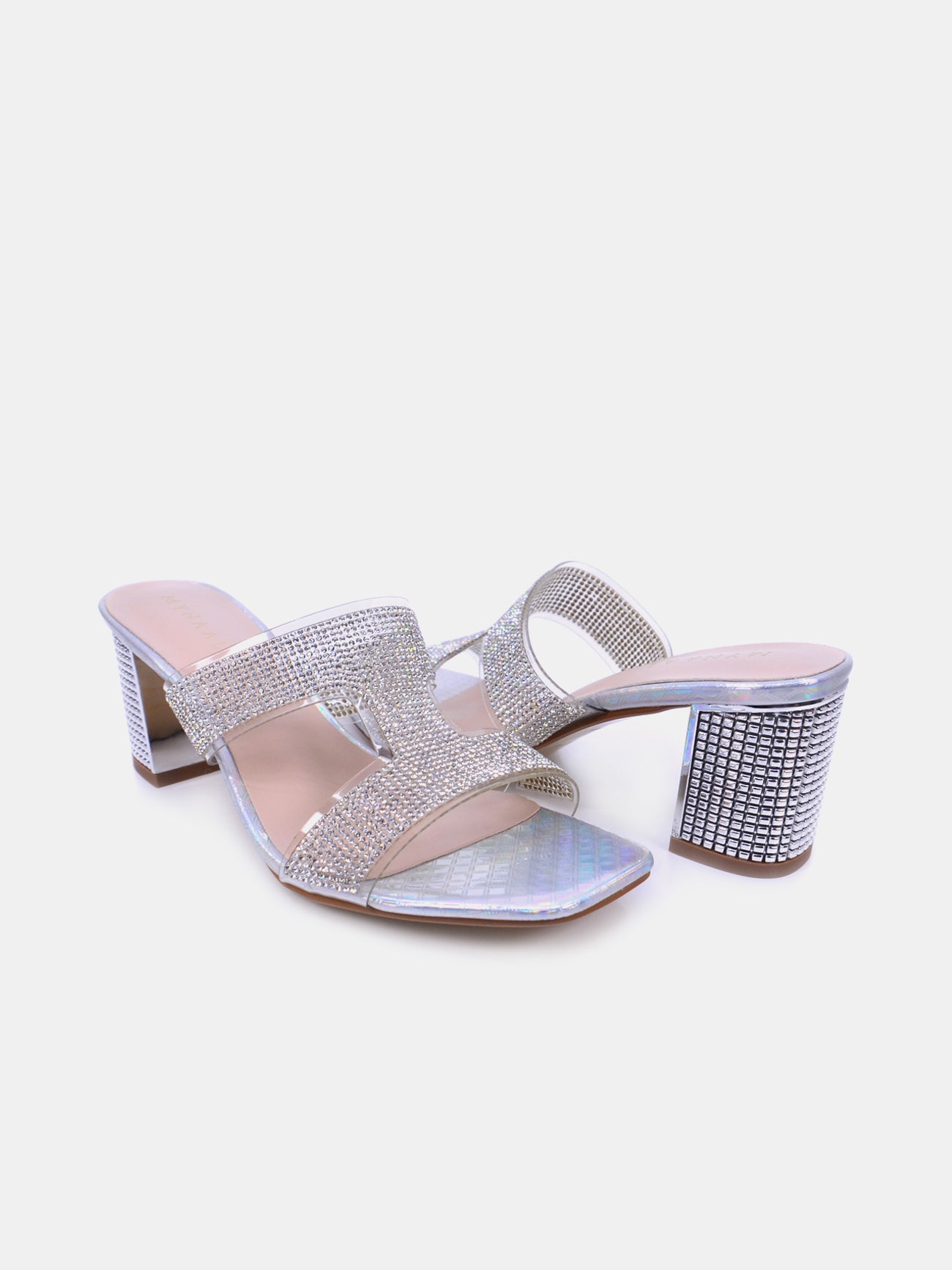 Mynaal Veda Women's Block Heel Sandals #color_Silver